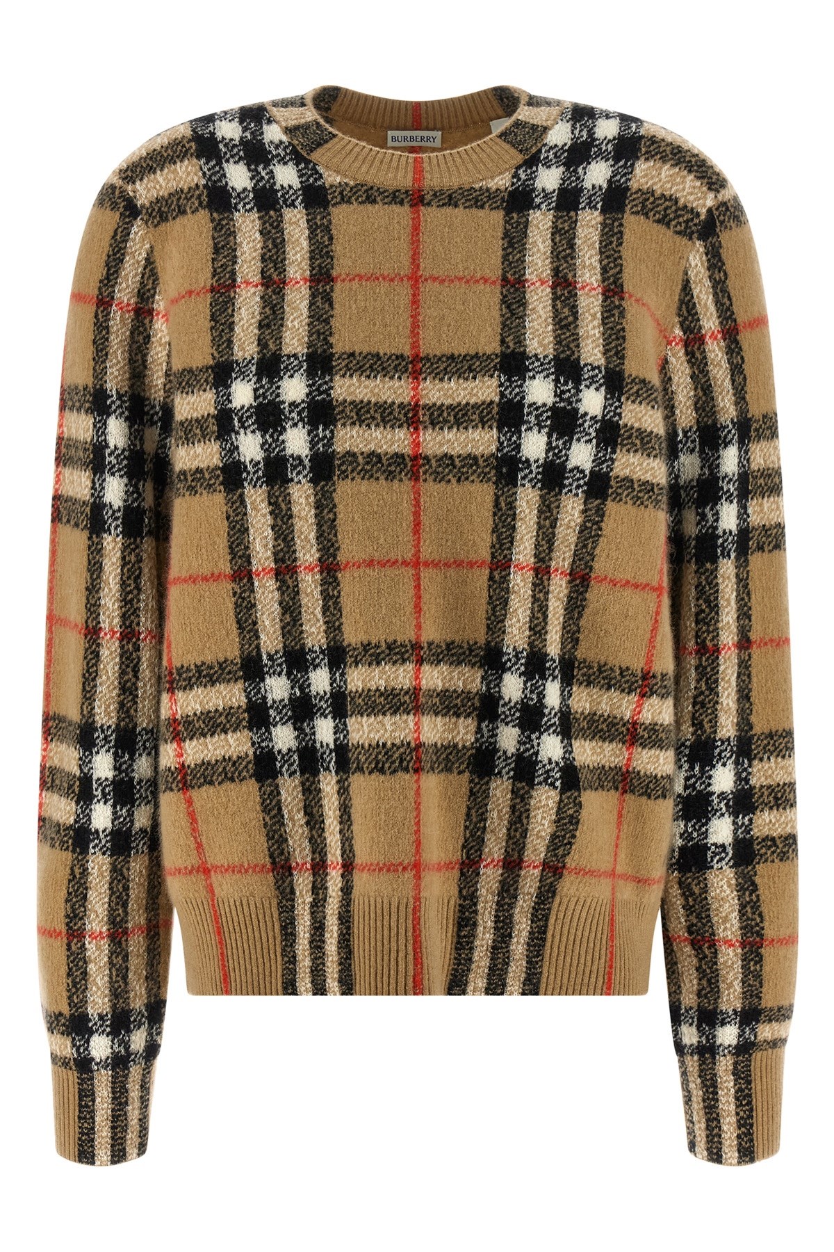 Burberry Check Wool And Cashmere Cardigan In Sand