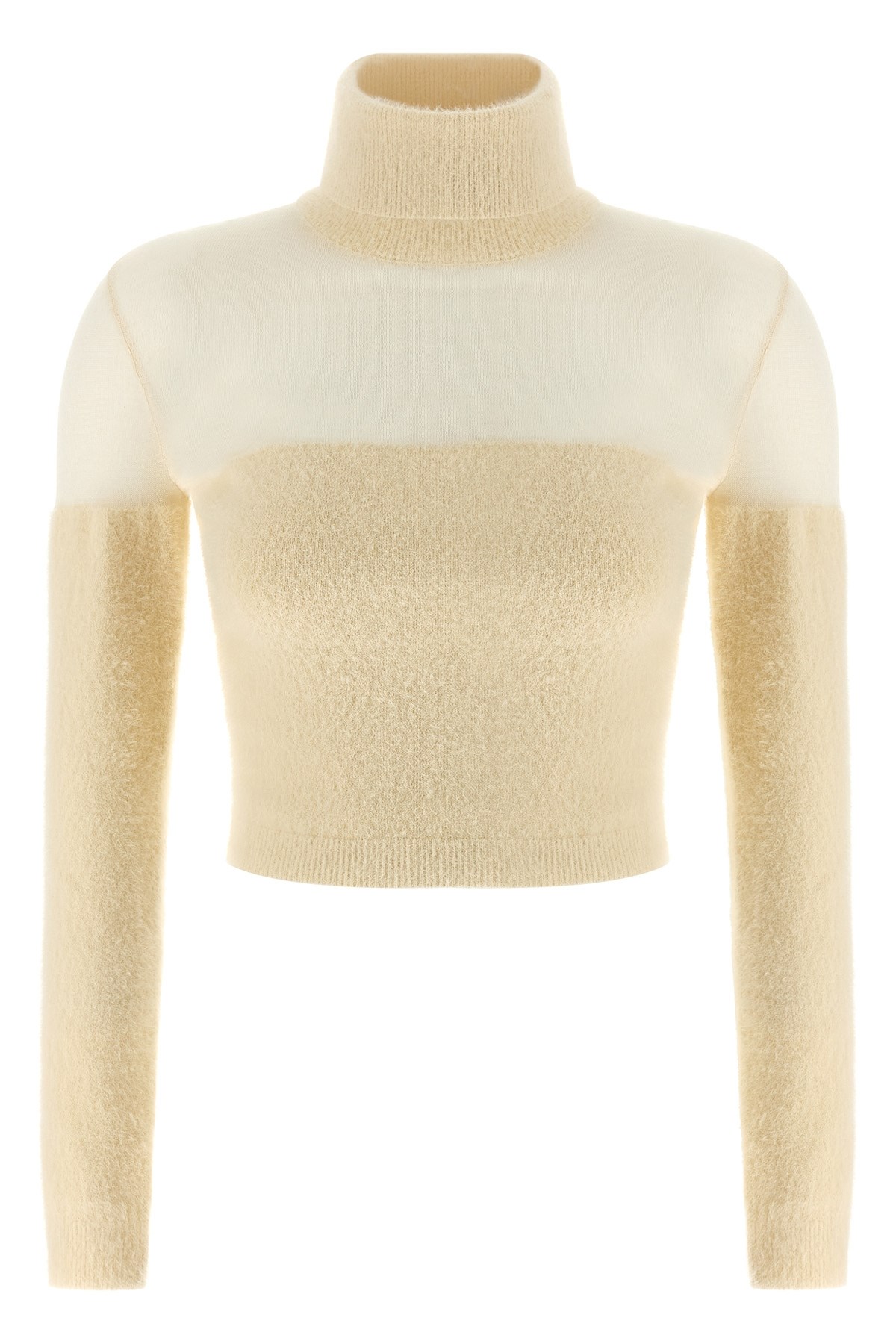 Elisabetta Franchi Brushed Insert Turtleneck Sweater Sweaters And Cardigans White In Neutral