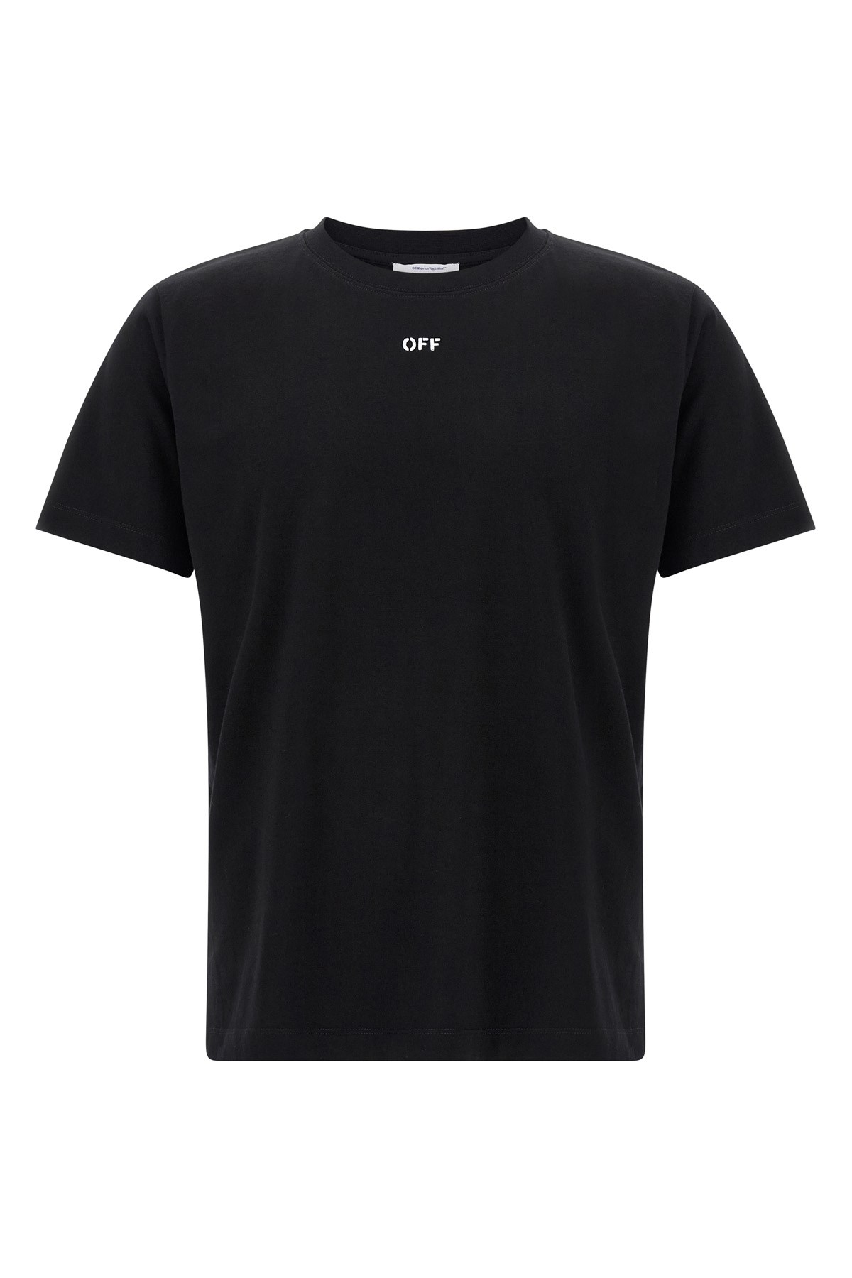 Off-white Graphic Print Crew Neck Cotton T-shirt In Black
