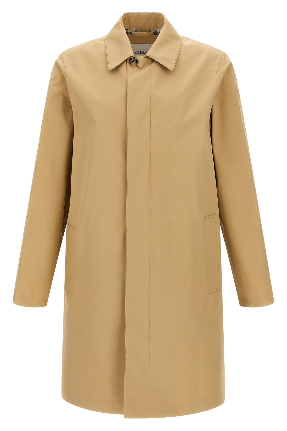 Burberry Car Coat With Collar And Long Sleeves In Multi