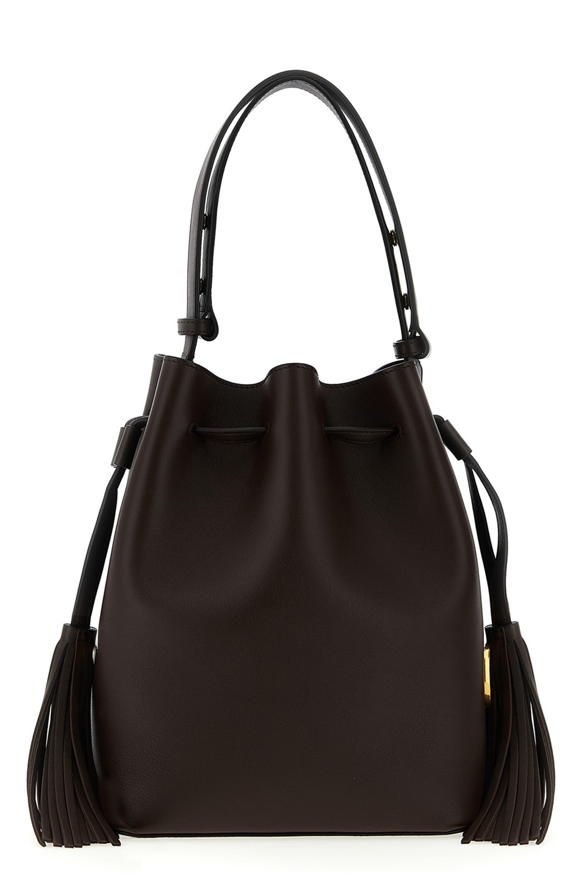 Valentino So Seau Tasseled Leather Bucket Bag In Brown