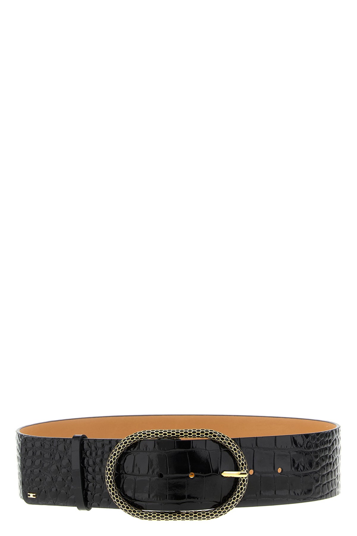 Elisabetta Franchi Snake Buckle Belt Belts Black In Black
