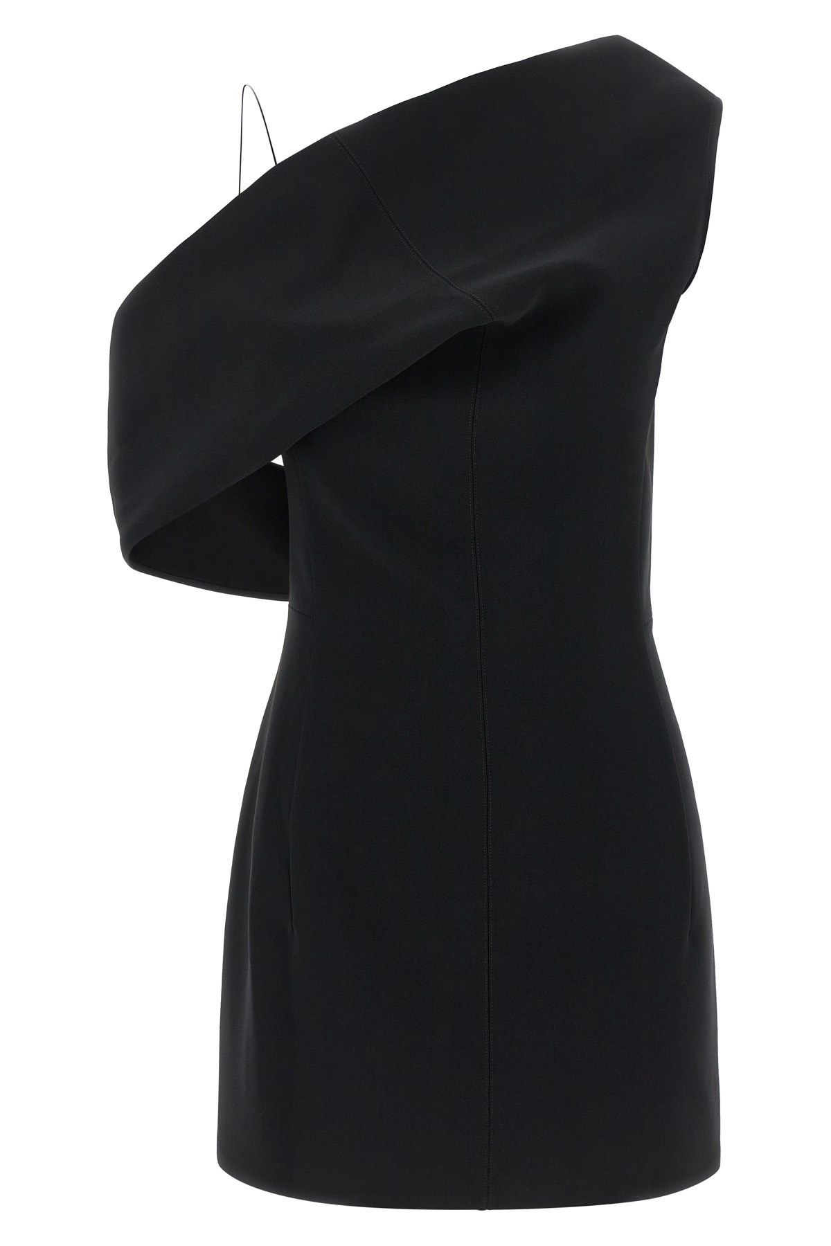 Jacquemus Asymmetric One Shoulder Mini Dress In Black