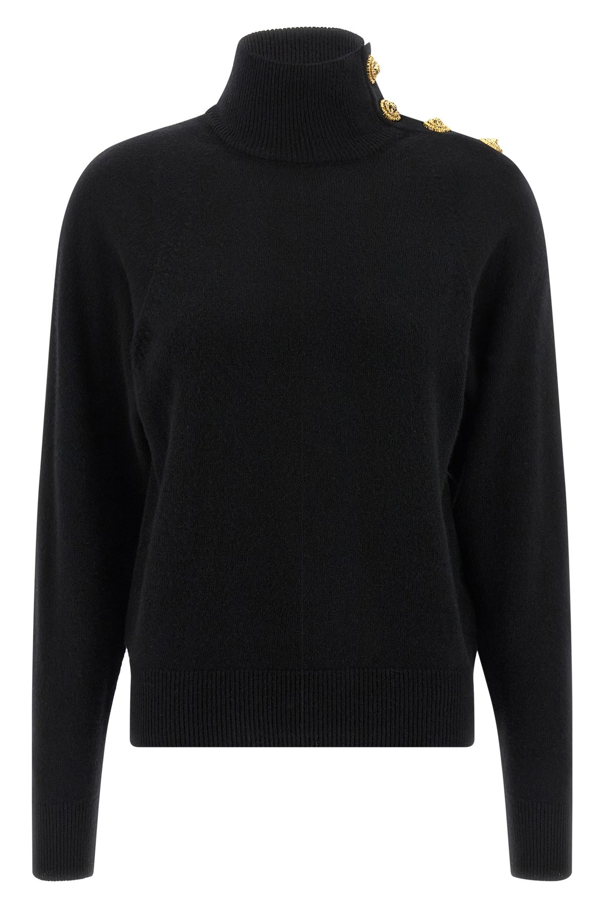 Balmain Cashmere Wool Sweater Sweaters And Cardigans Black In Black
