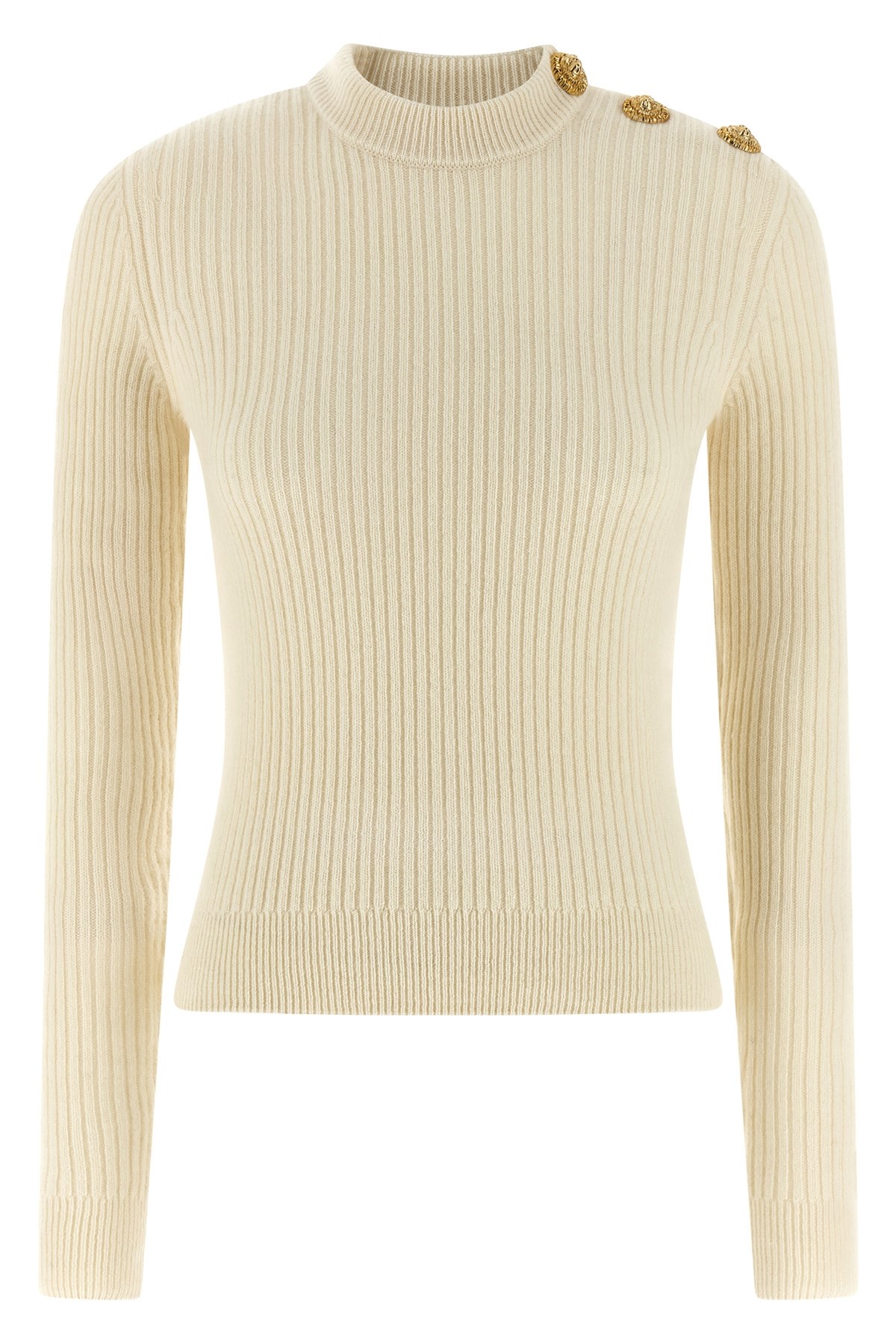 Balmain Ribbed Sweater Sweaters And Cardigans White In Neutral