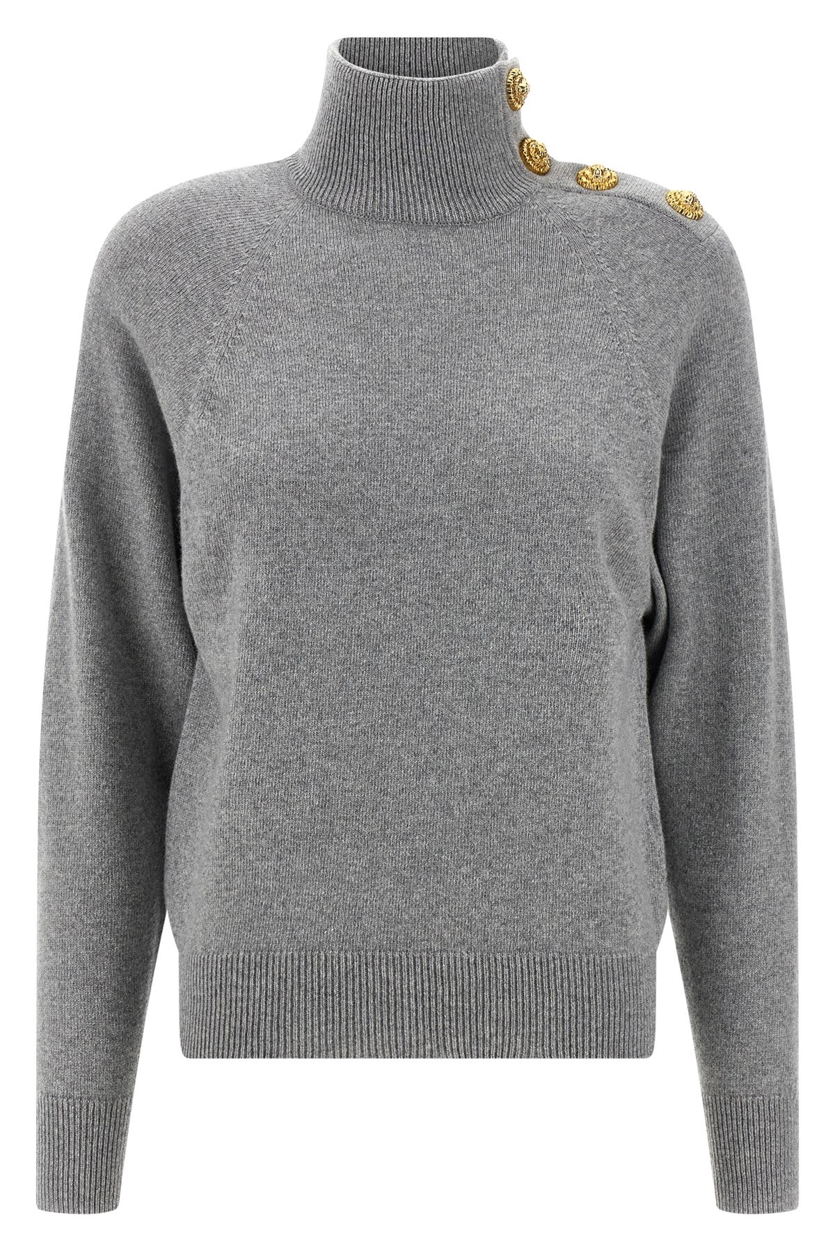 Balmain Cashmere Wool Sweater Sweaters And Cardigans Gray In Gray