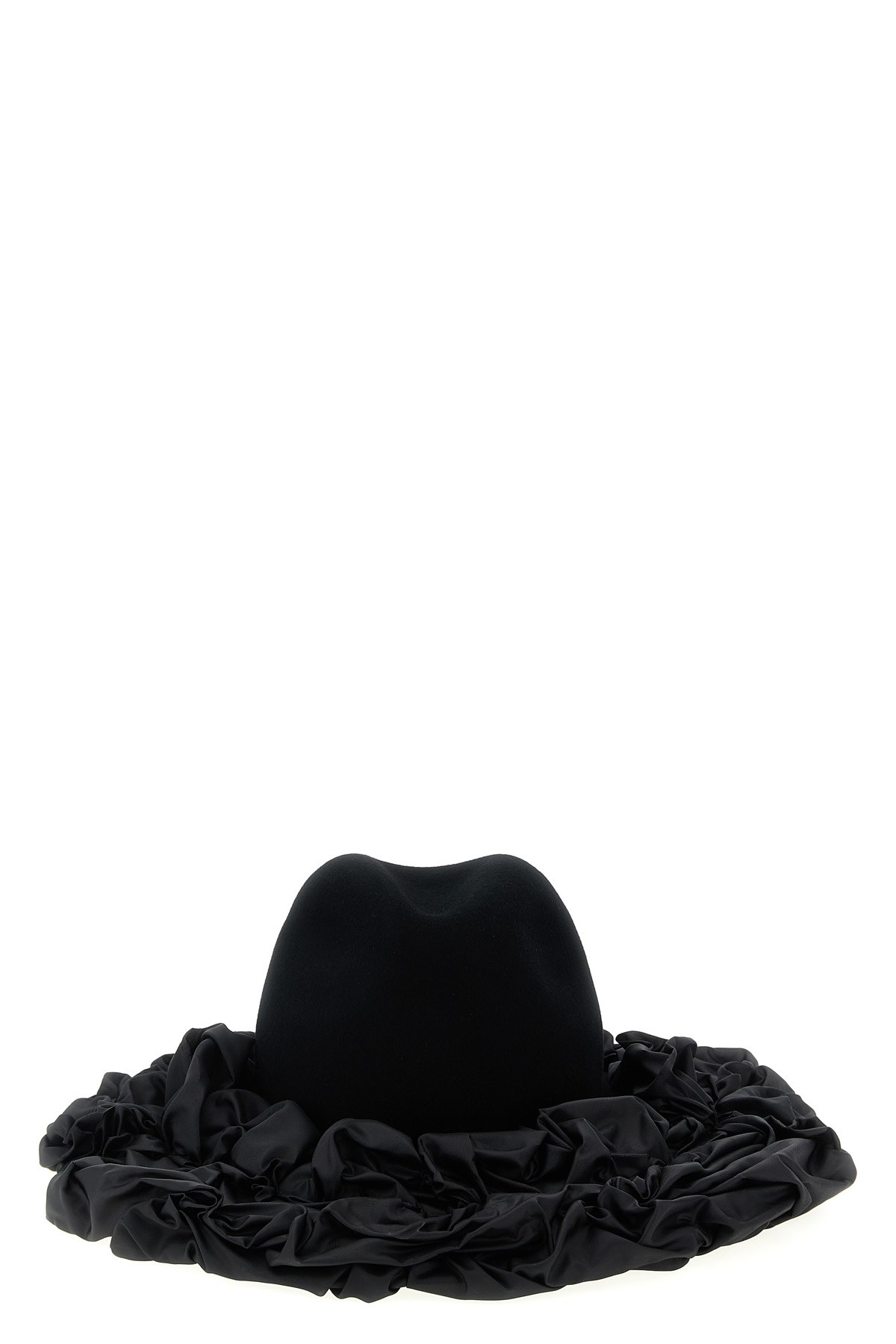 Comme Des Garçons Hizume Collaboration Hat Ruffled Trim In Black