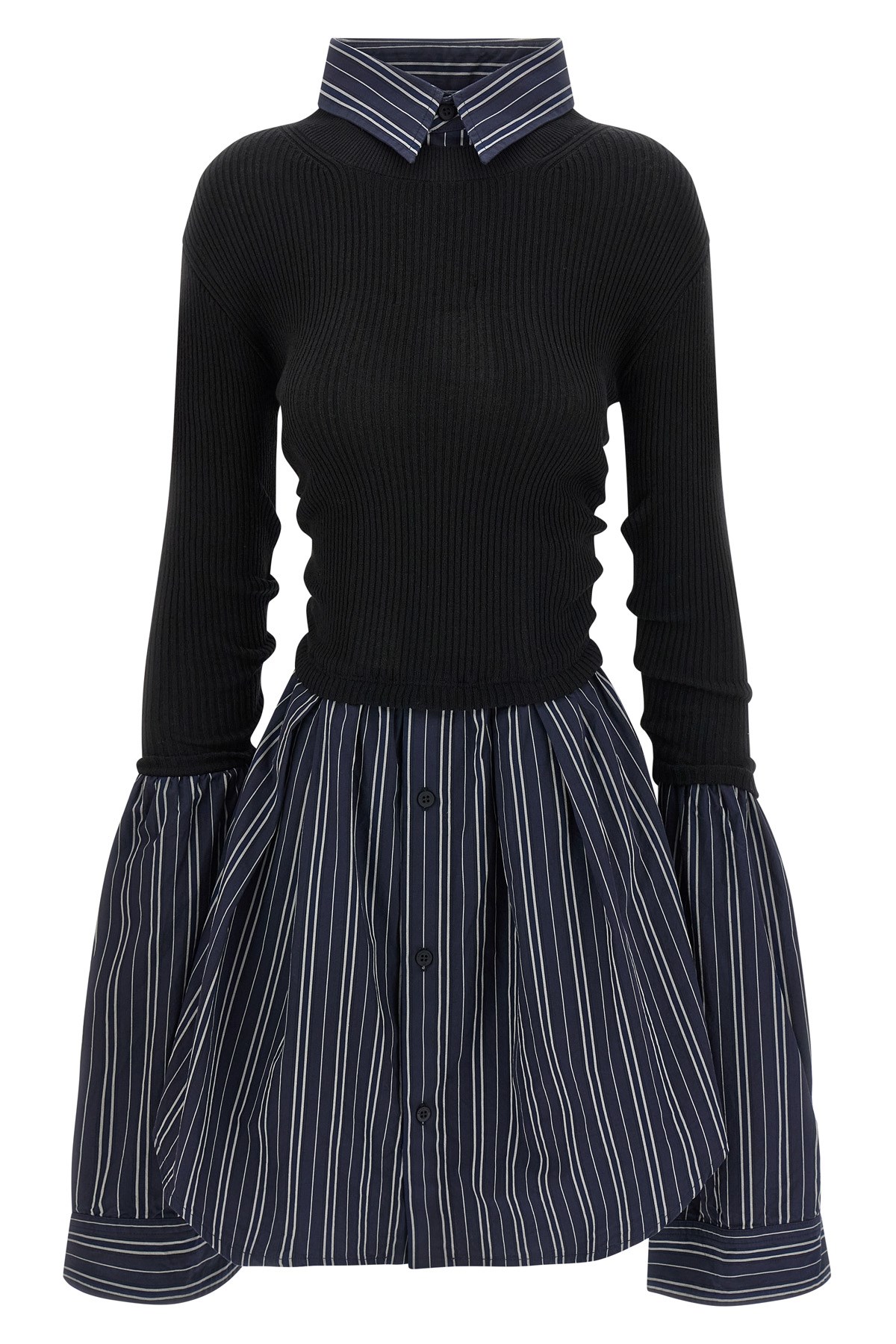 Balenciaga Layered Sweater Featuring Collared Neck In Black