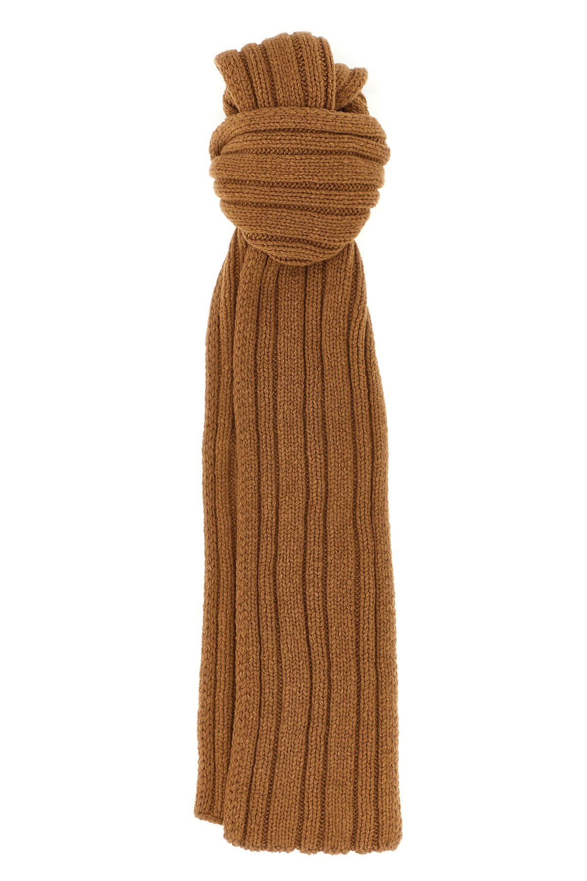 The Row Rectangular Knitted Ribbed Scarf In Brown