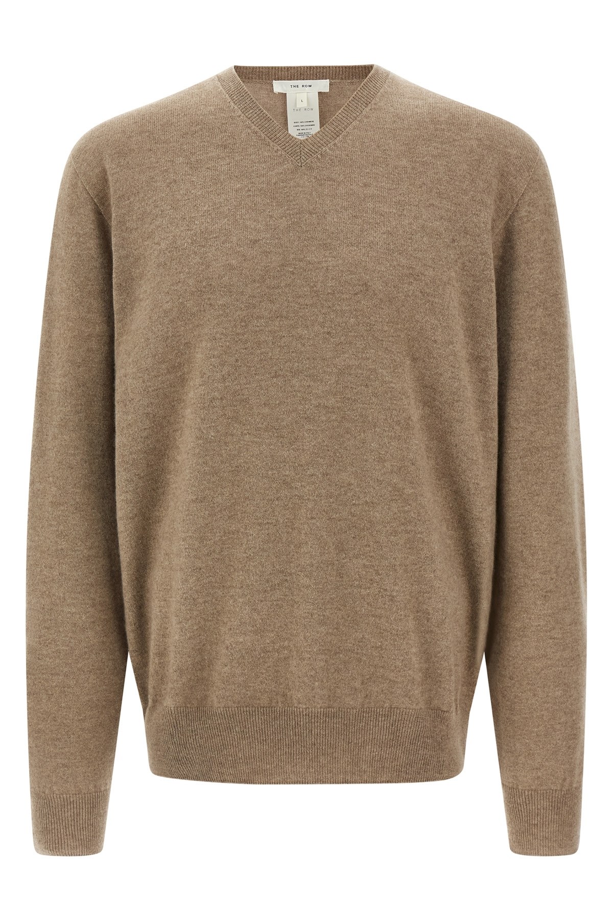 The Row V-neck Long Sleeve Knit Sweater In Brown