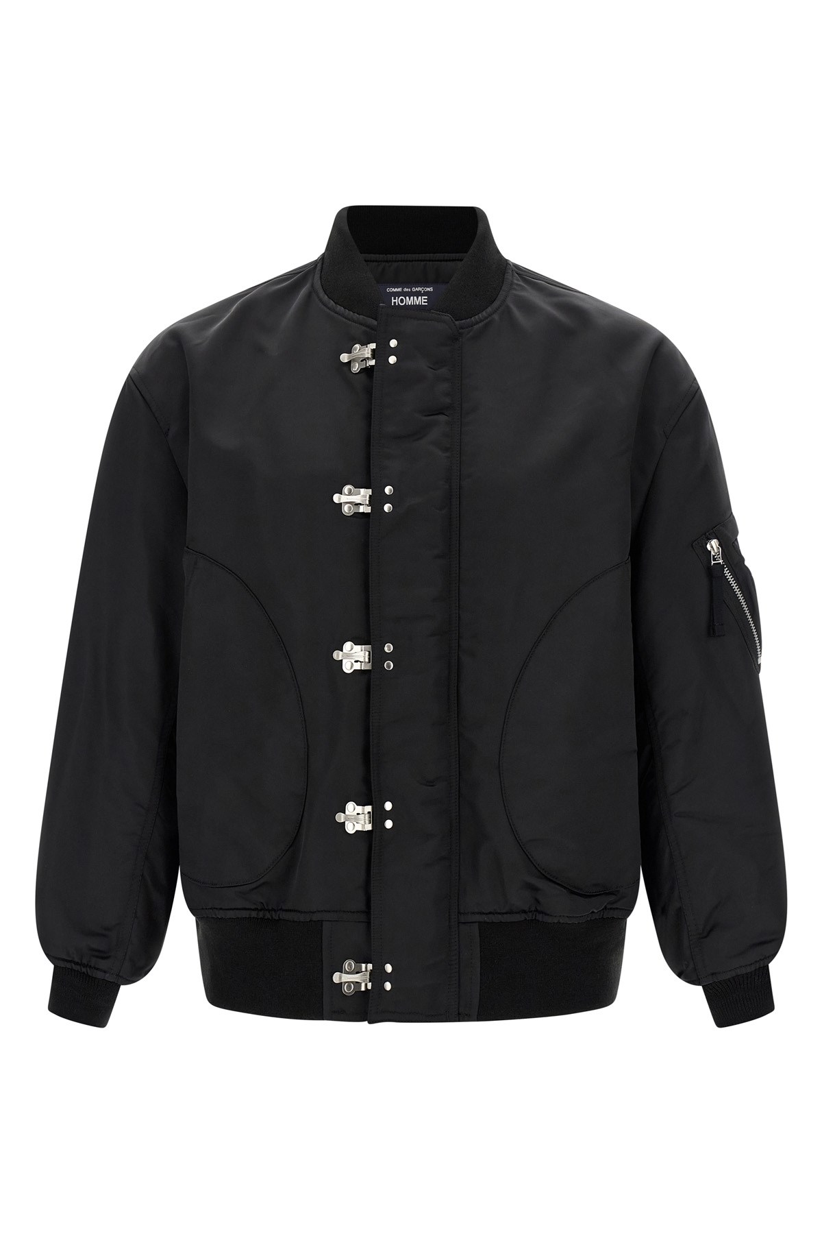 Comme Des Garҫons Homme Nylon Bomber Jacket In Black