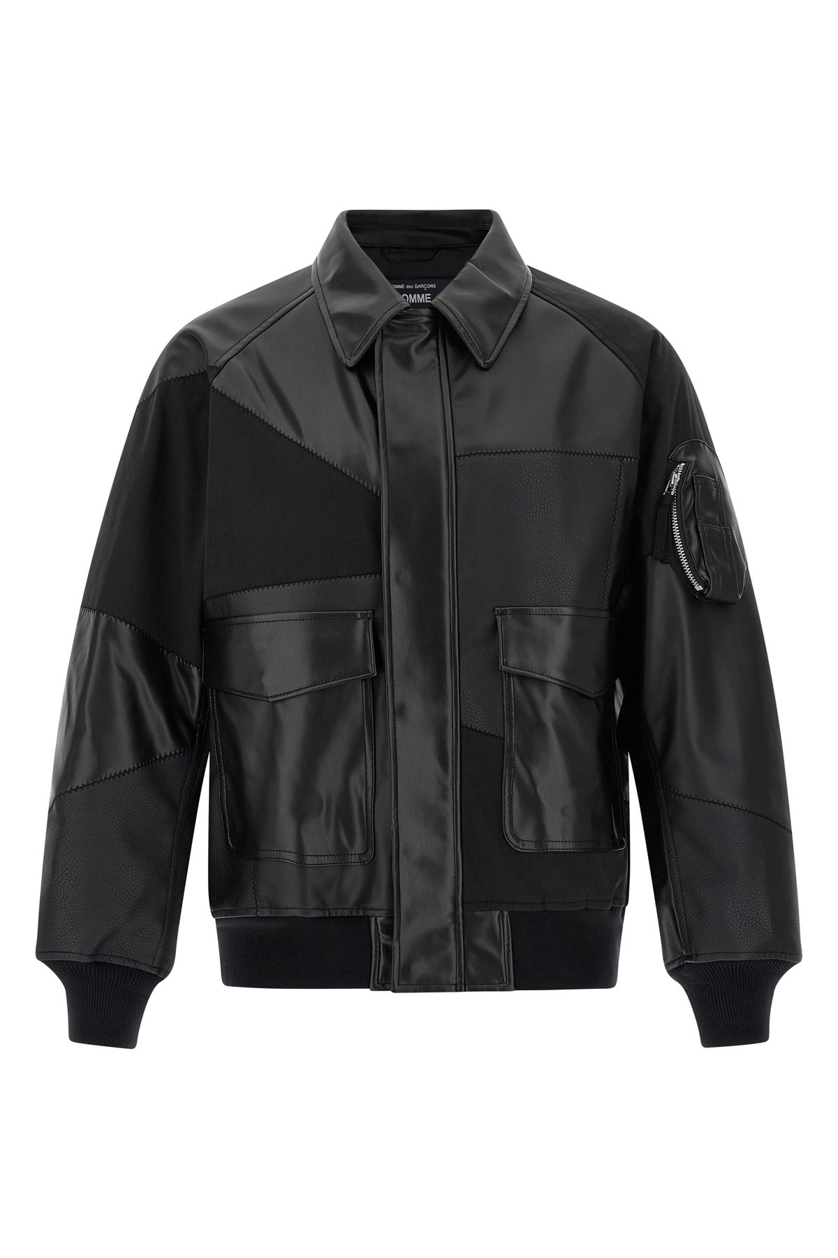 Comme Des Garҫons Homme Panel Construction Bomber Jacket In Black