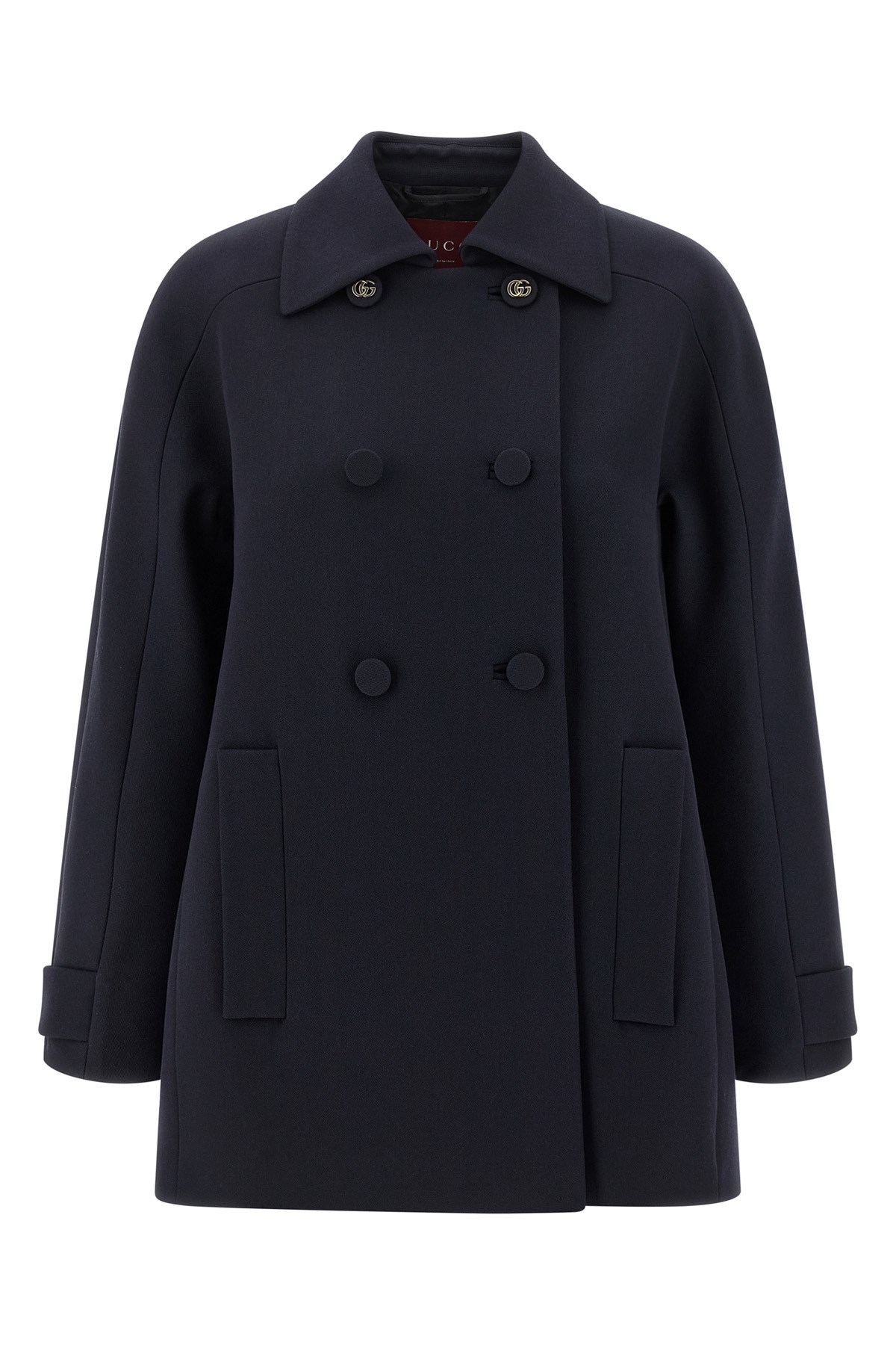 Gucci Double-breasted Trapeze Silhouette Coat In Black