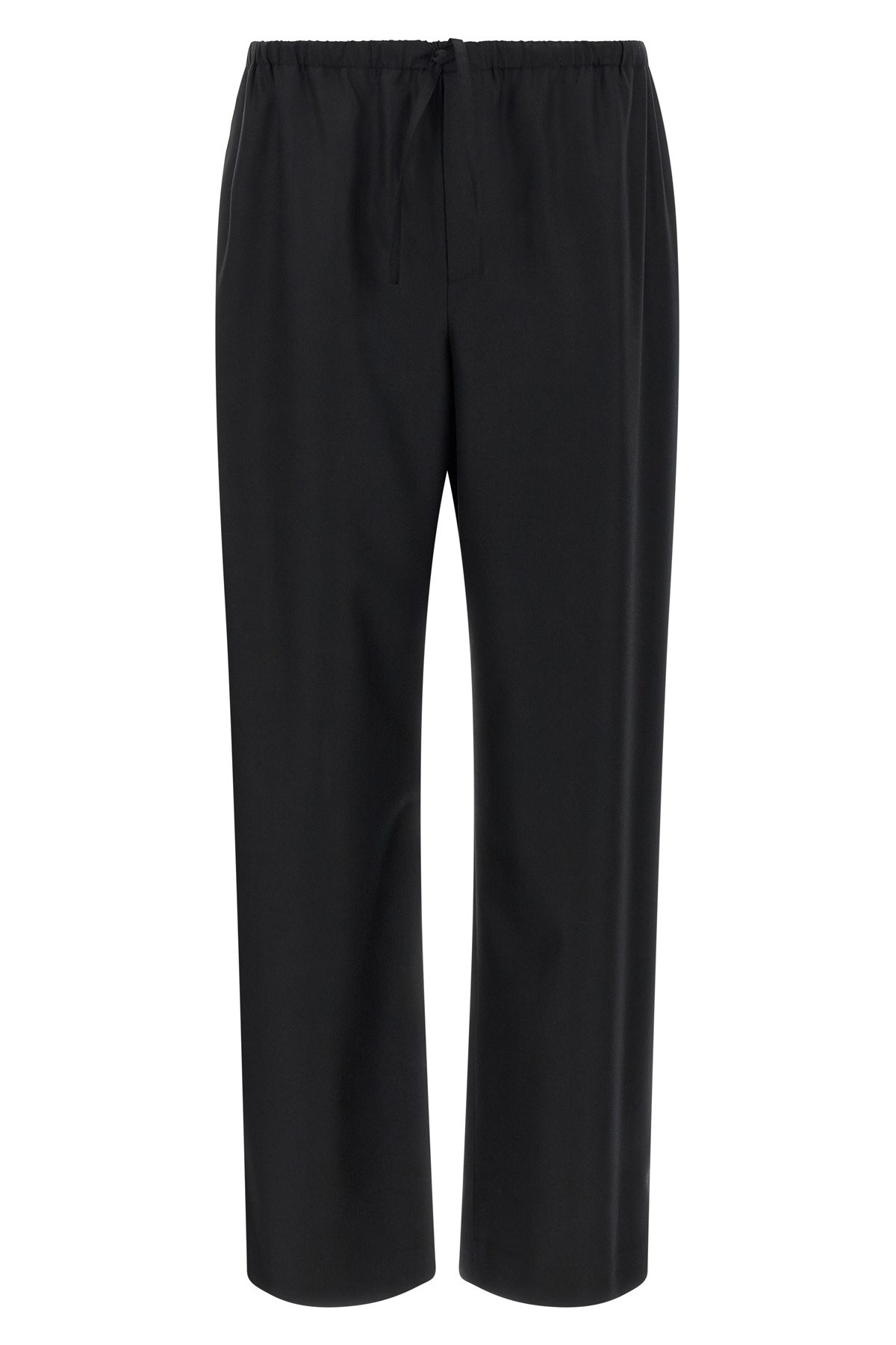 The Row Straight Leg Trousers Featuring Elastic Waistband In Black