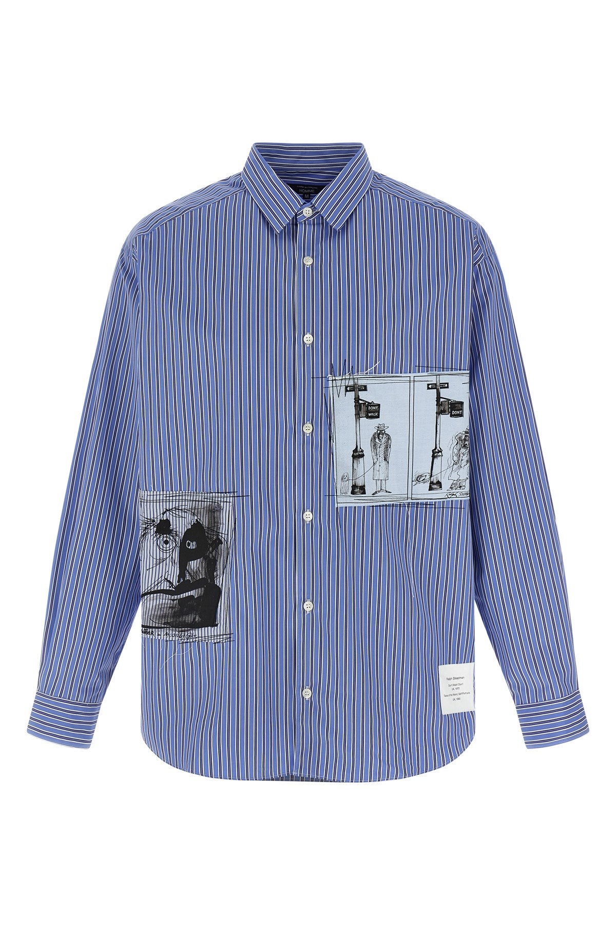 Comme Des Garҫons Homme Patch Striped Shirt In Blue
