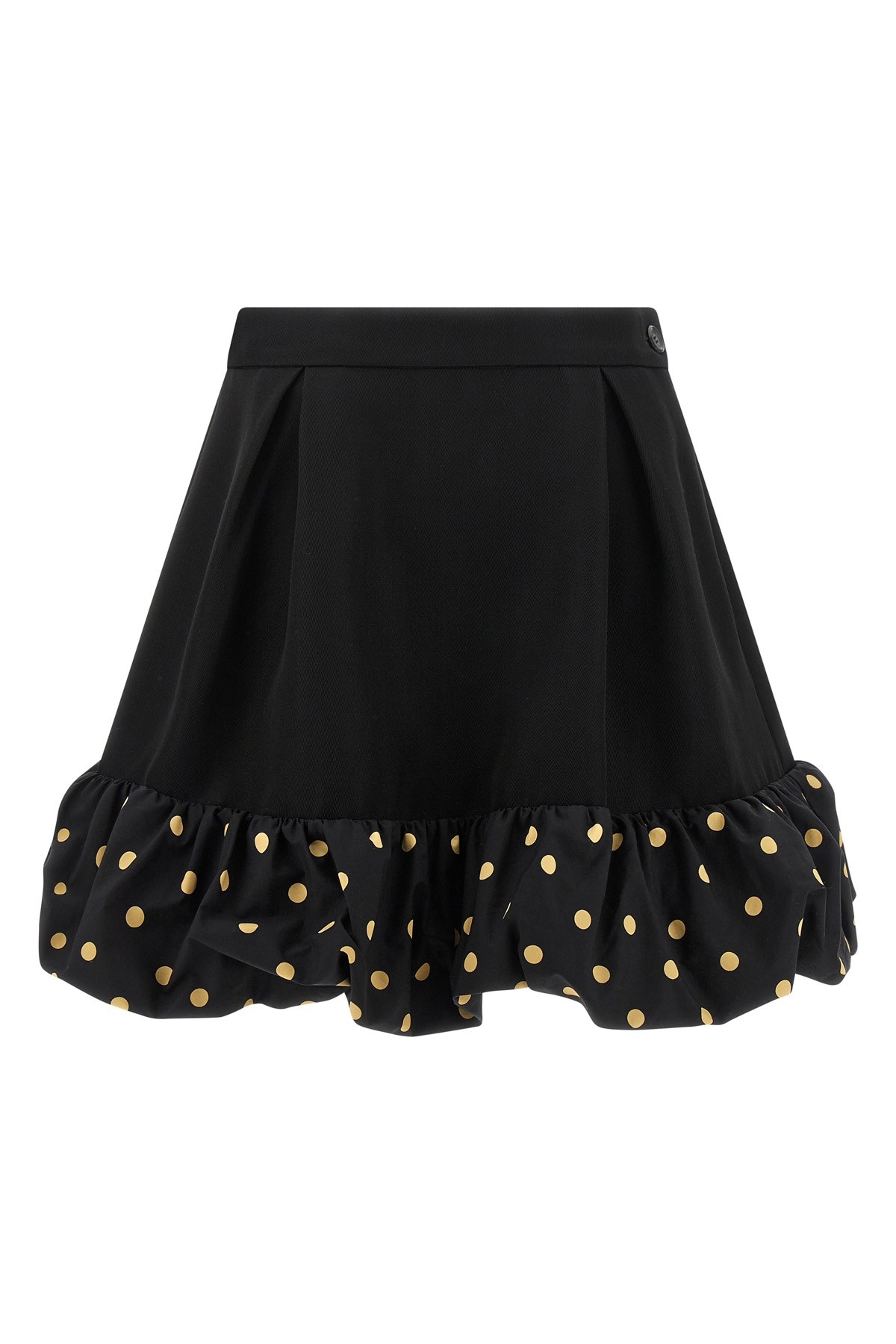 Moschino Polka Dots Wool Blend Diagonal Miniskirt In Black