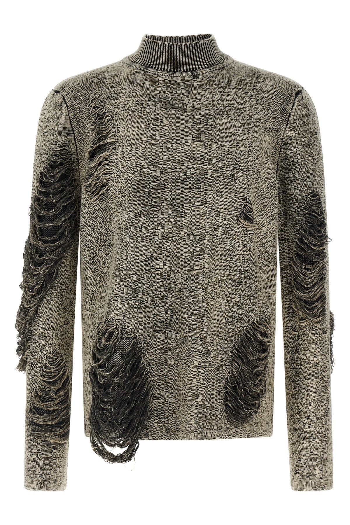 Diesel Textured Long Sleeve Sweater With Ribbed Collar In Gray