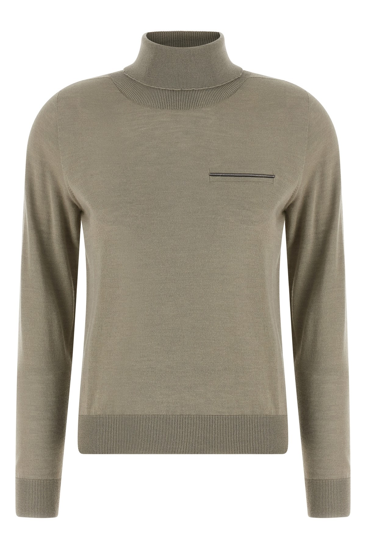 Peserico Jewel Pocket Turtleneck Sweater Sweaters And Cardigans Gray In Gray