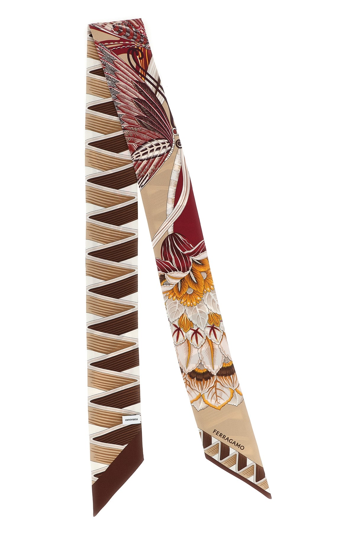 Ferragamo Mini Bandeau Scarf Giada Geometric Floral In Multi