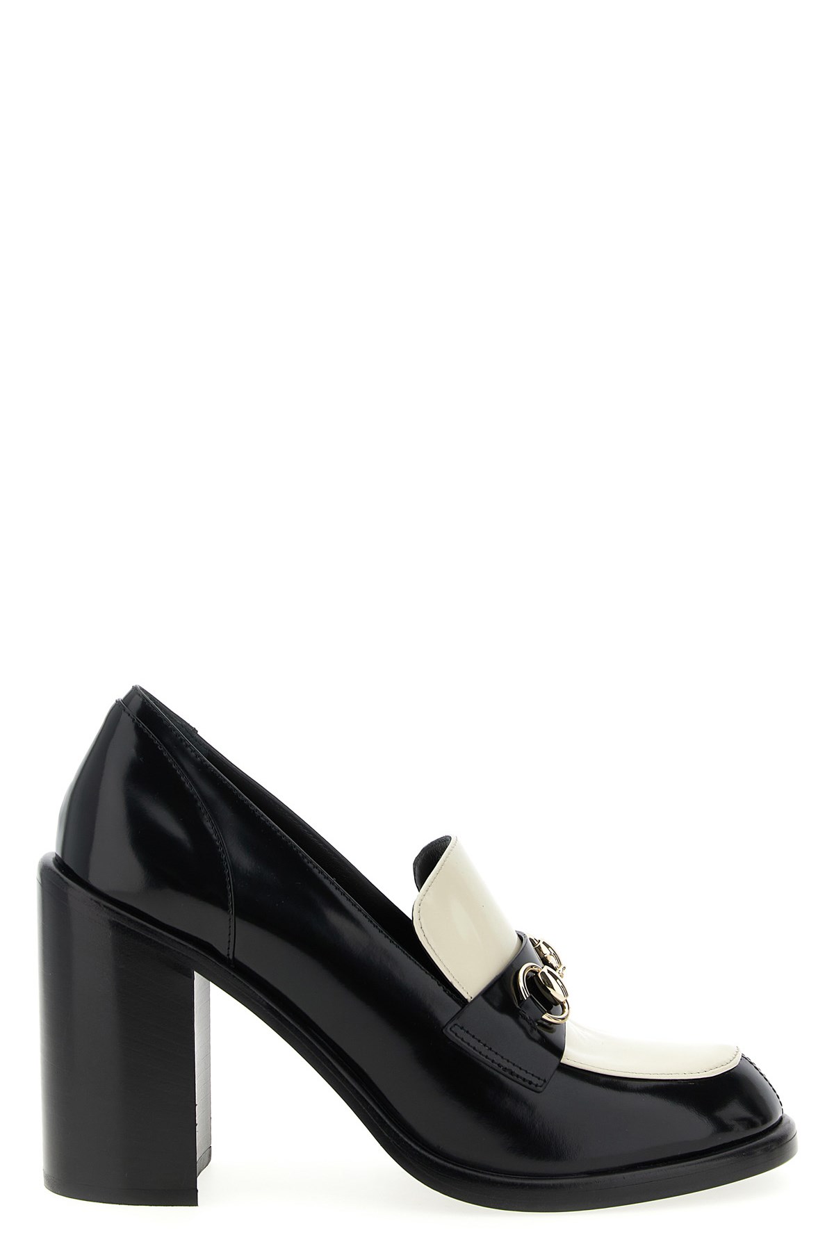 Gucci Stylish Two-tone Loafers Block Heel In Black