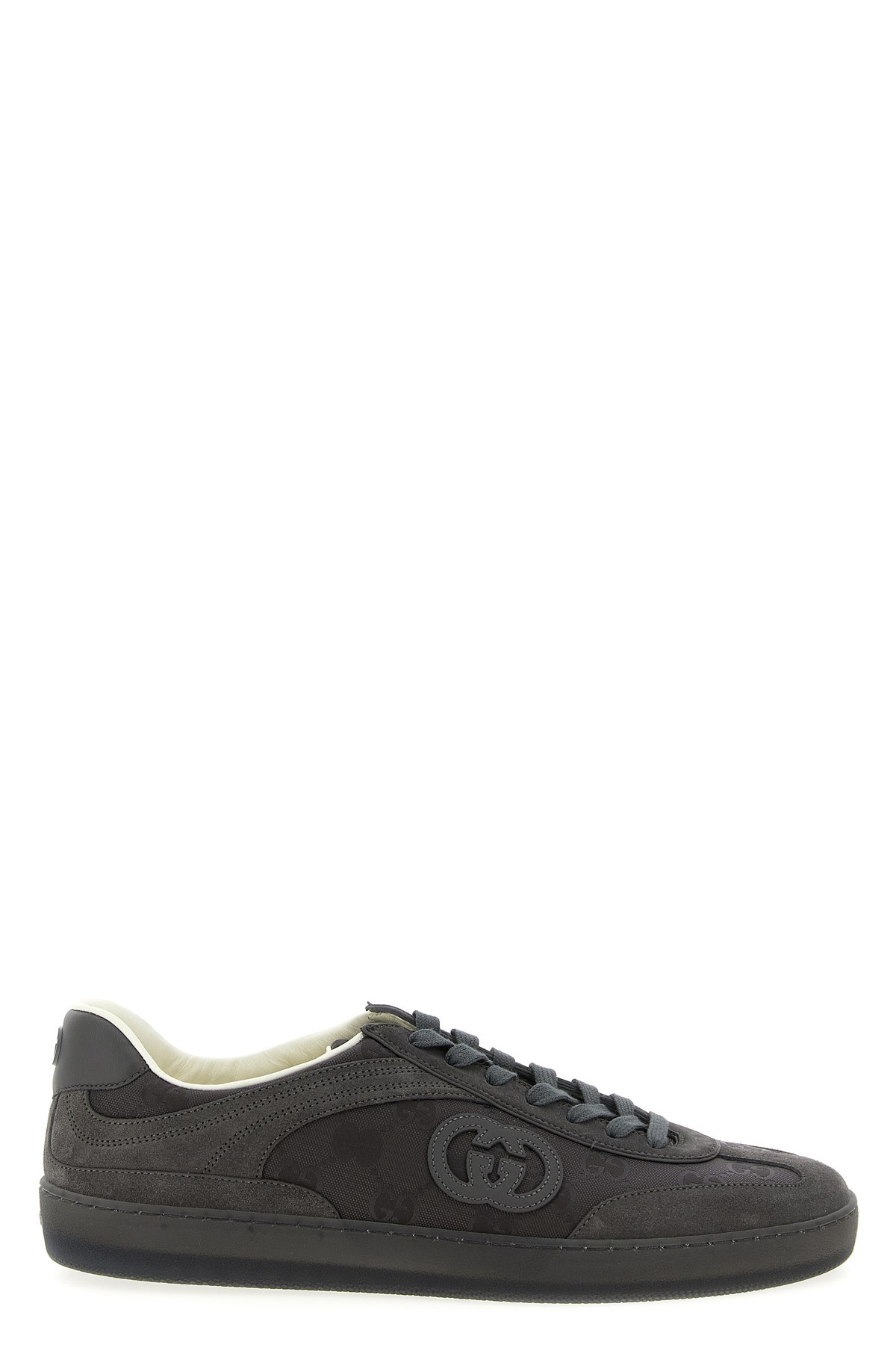 Gucci Mens G74 Tonal Canvas And Suede Sneakers In Gray