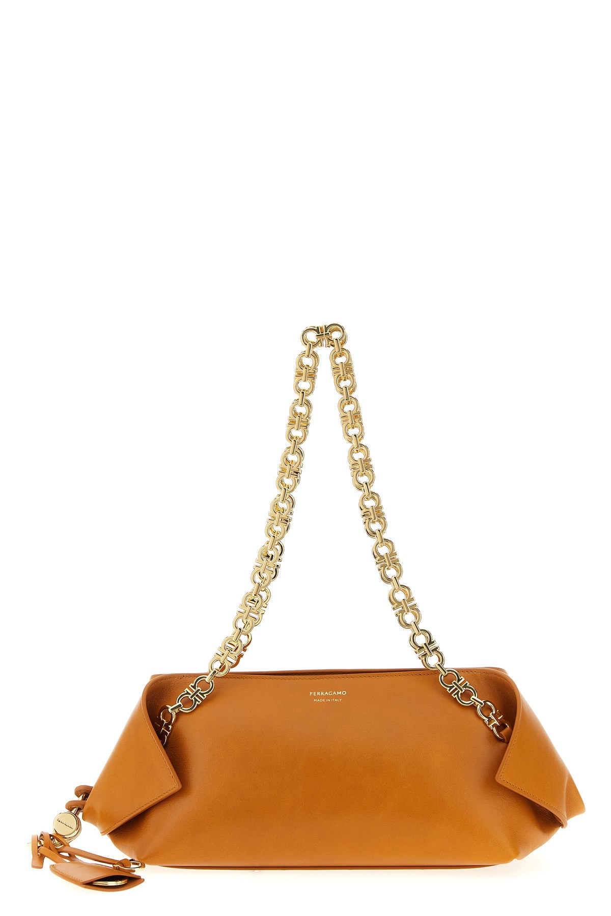 Ferragamo Shoulder Bag Featuring Chain Strap In Orange