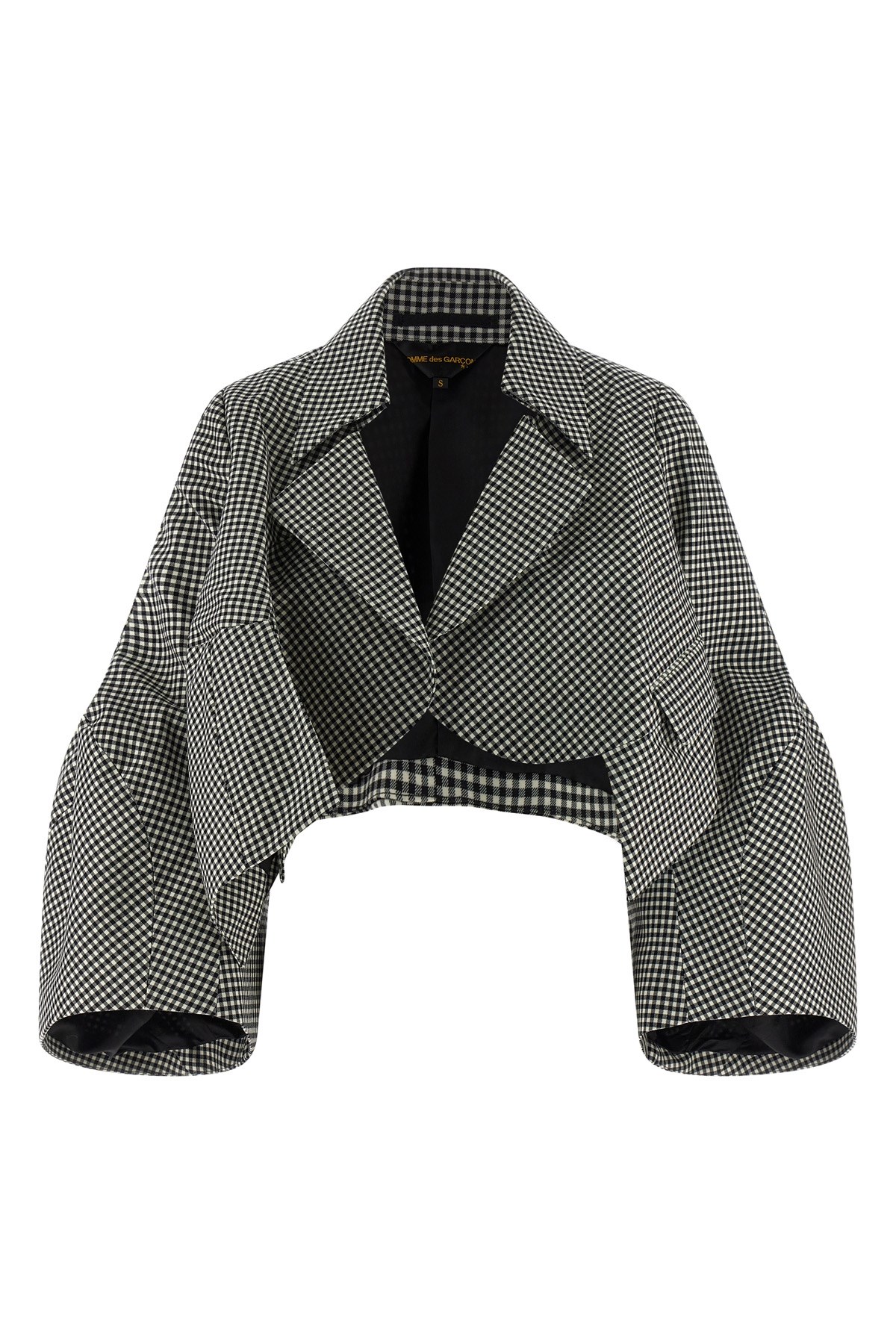 Comme Des Garçons Checkered Cropped Shrug Wide Sleeves In Gray