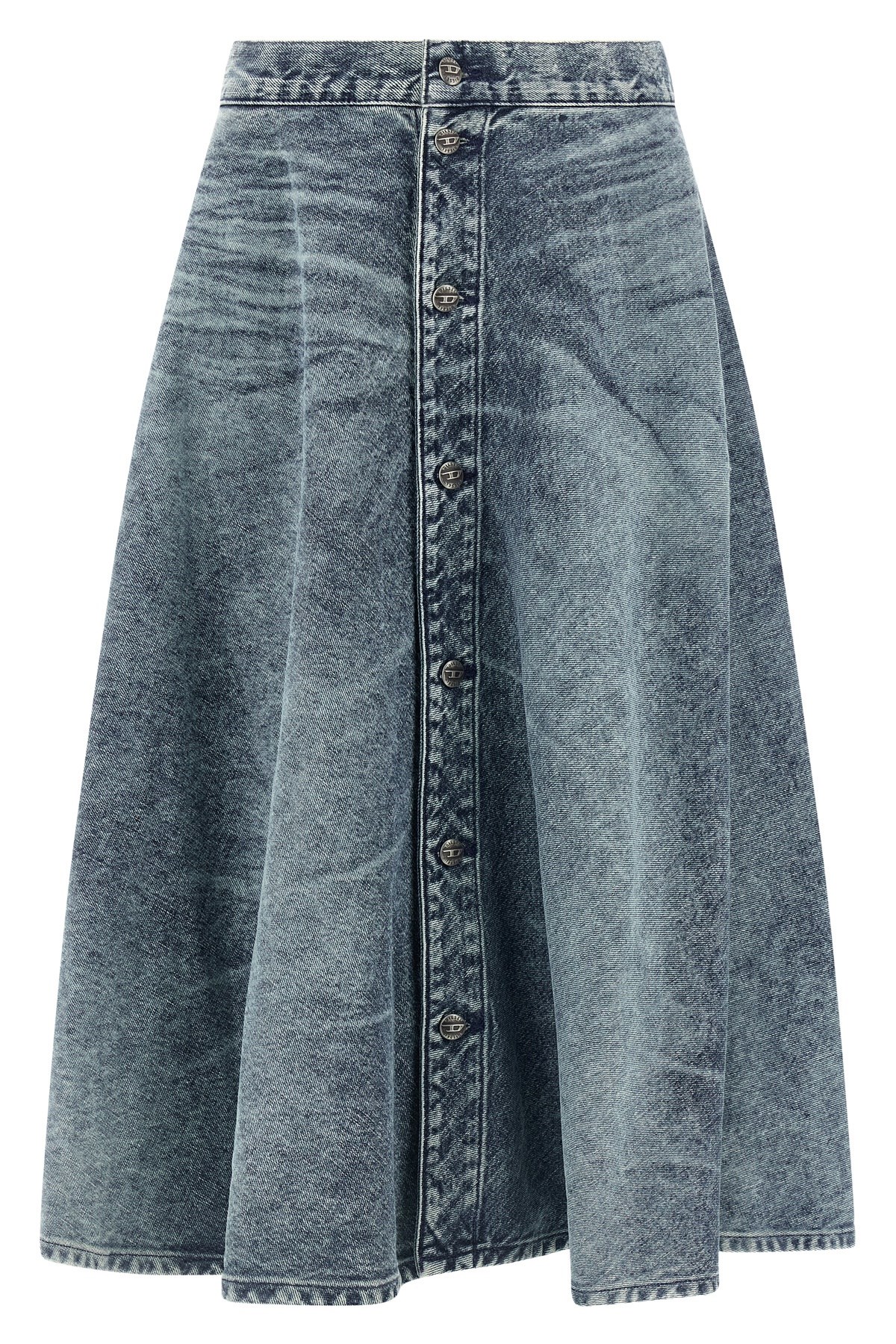 Diesel Back Patch Detail Skirt With Belt Loops In Blue