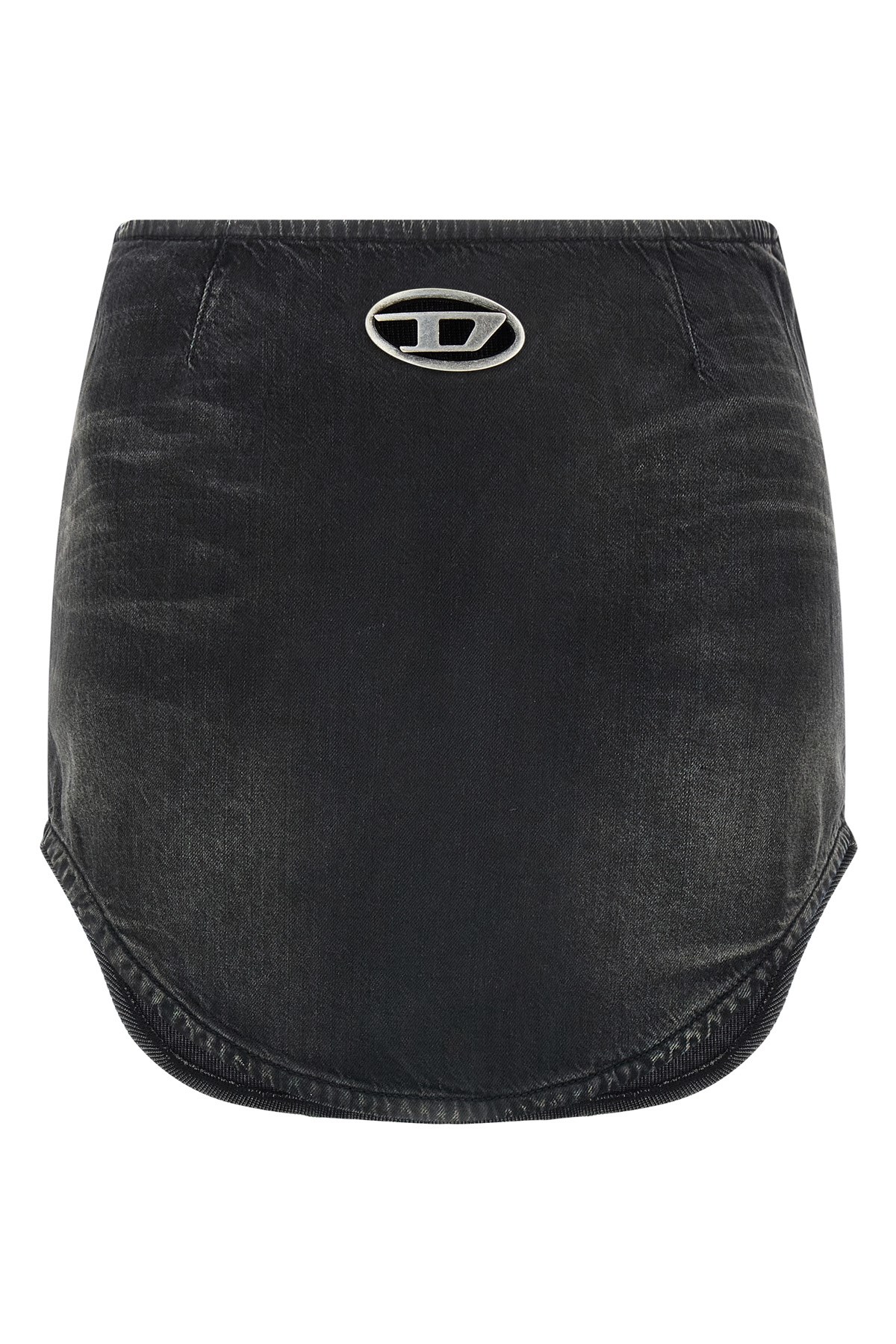 Diesel Black Denim And Jersey De-vany-s Miniskirt In Gray