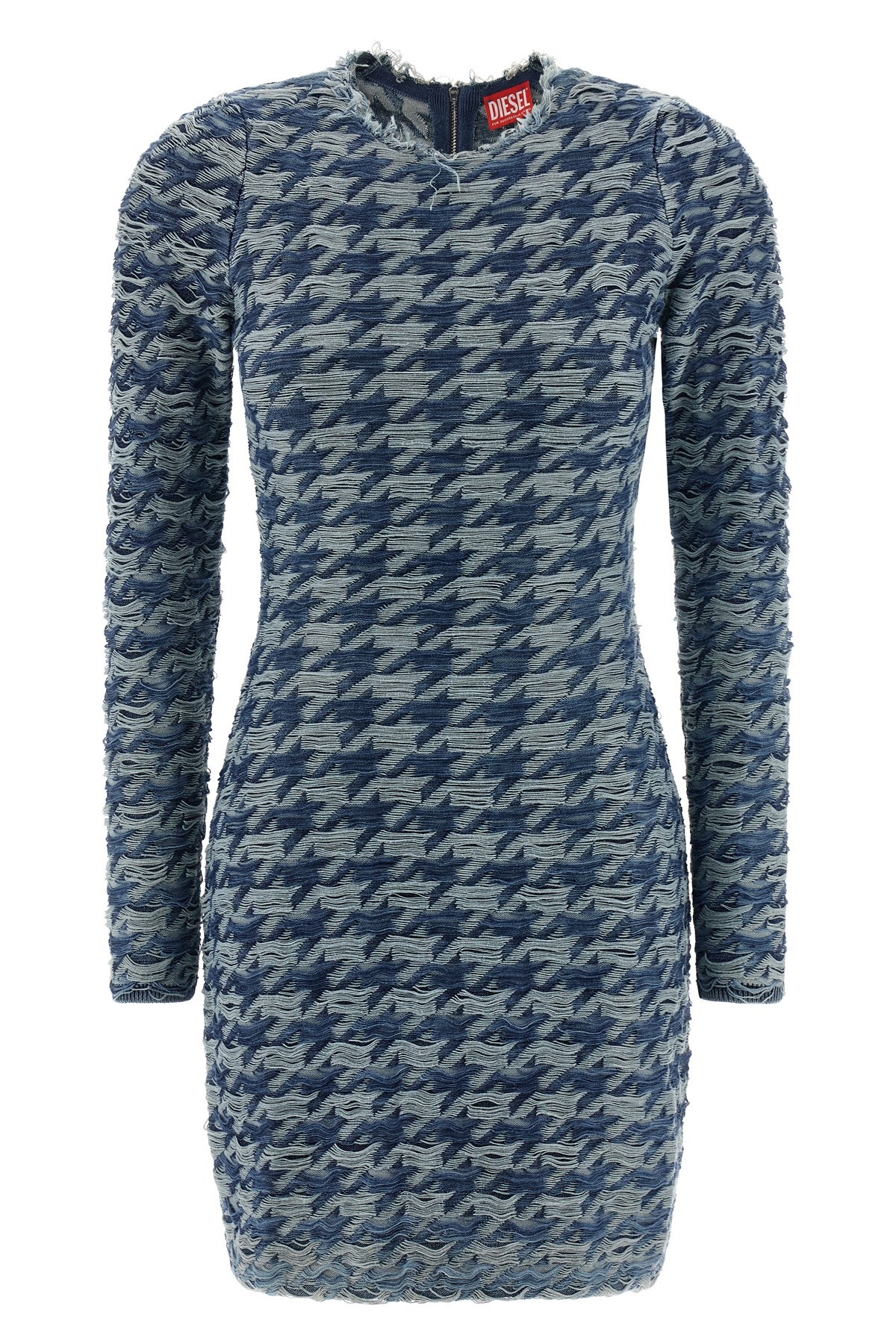 Diesel Women Light Blue Houndstooth Denim M-halma Minidress In Blue