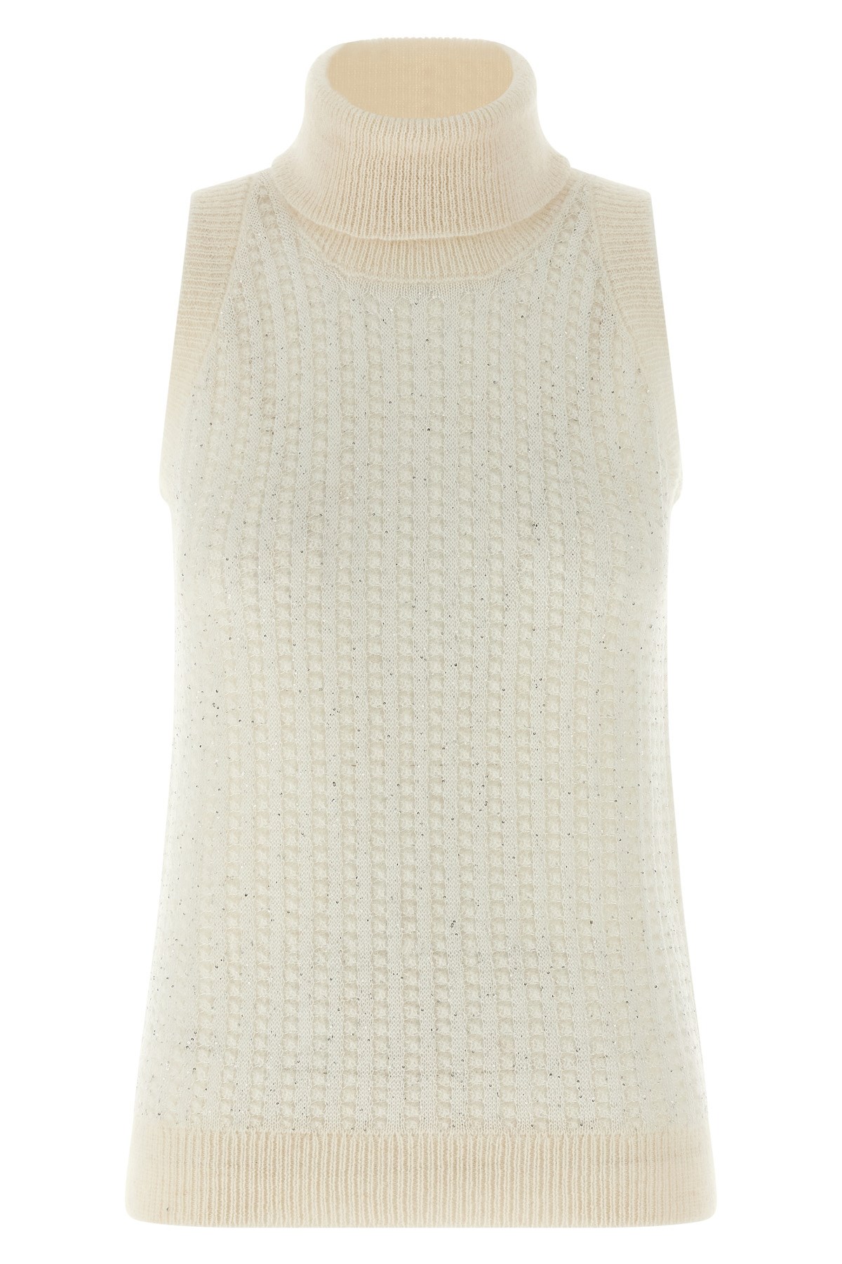 Peserico Turtleneck Sleeveless Knitted Vest In Neutral
