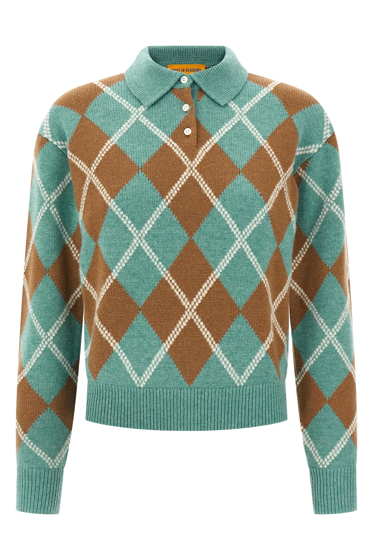 Guest In Residence Argyle-pattern Wool-cashmere Polo Shirt In Blue