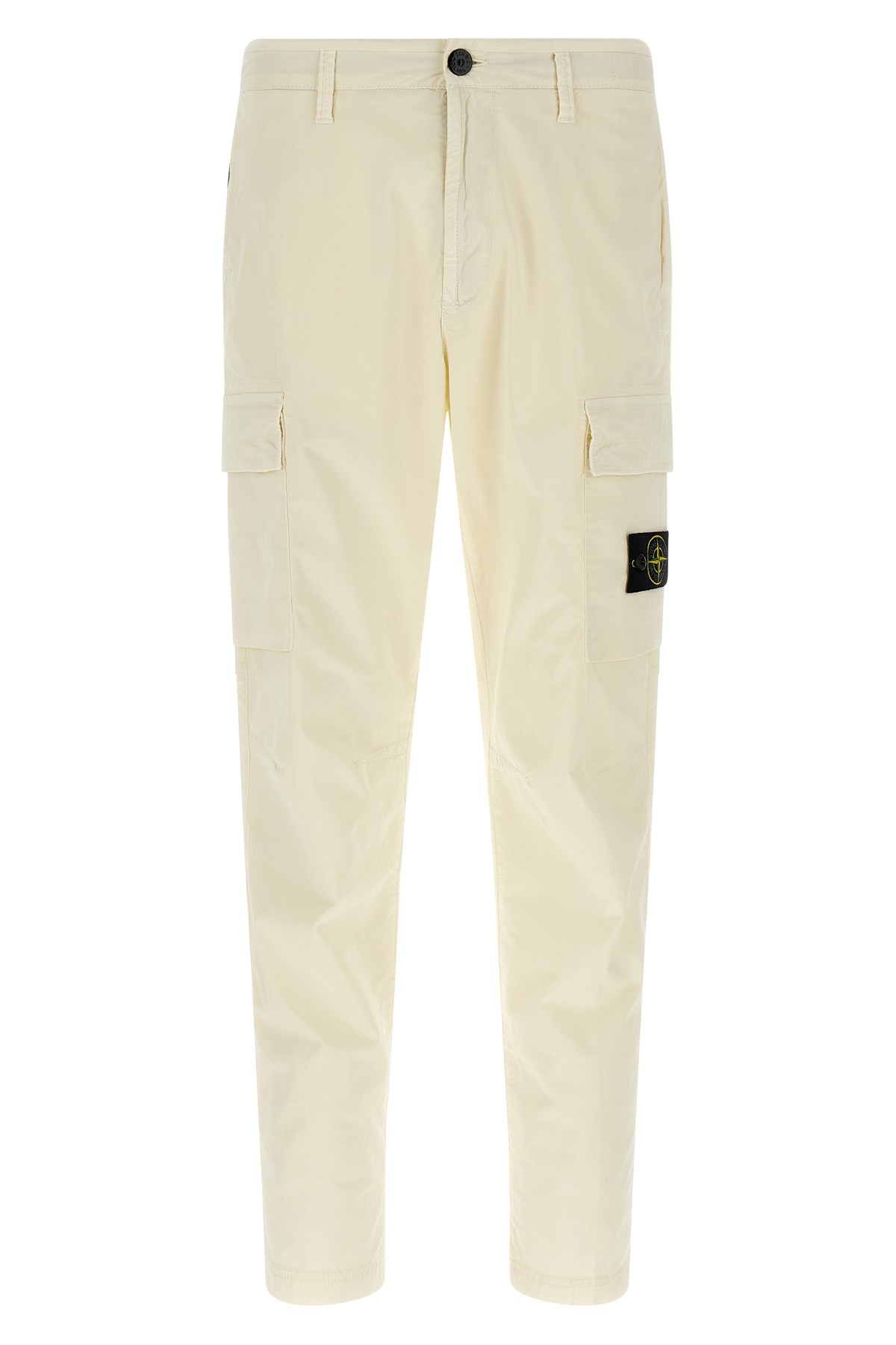 Stone Island Cargo Pants With Logo Badge And Pockets In Neutral