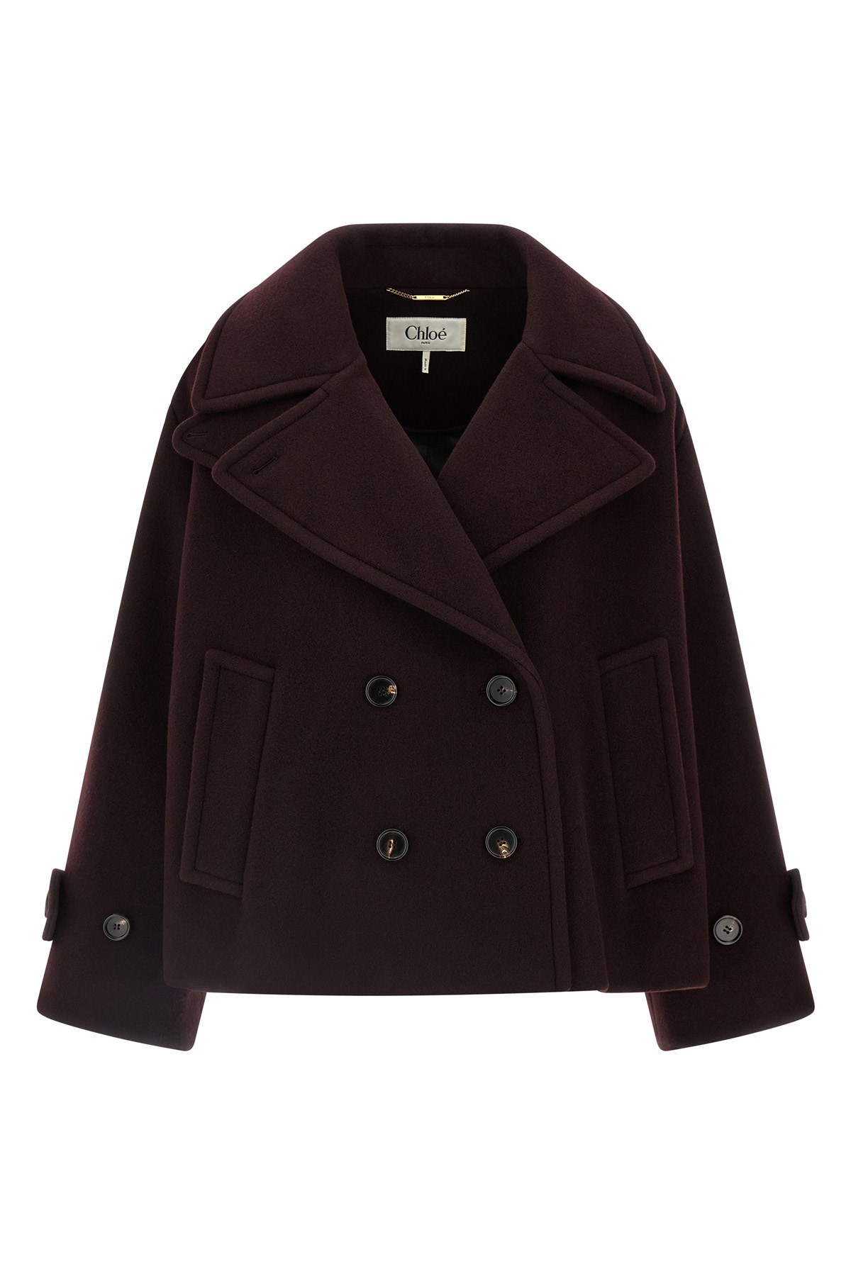Chloé Double-breasted Short Coat Coats And Trench Coats Bordeaux In Burgundy