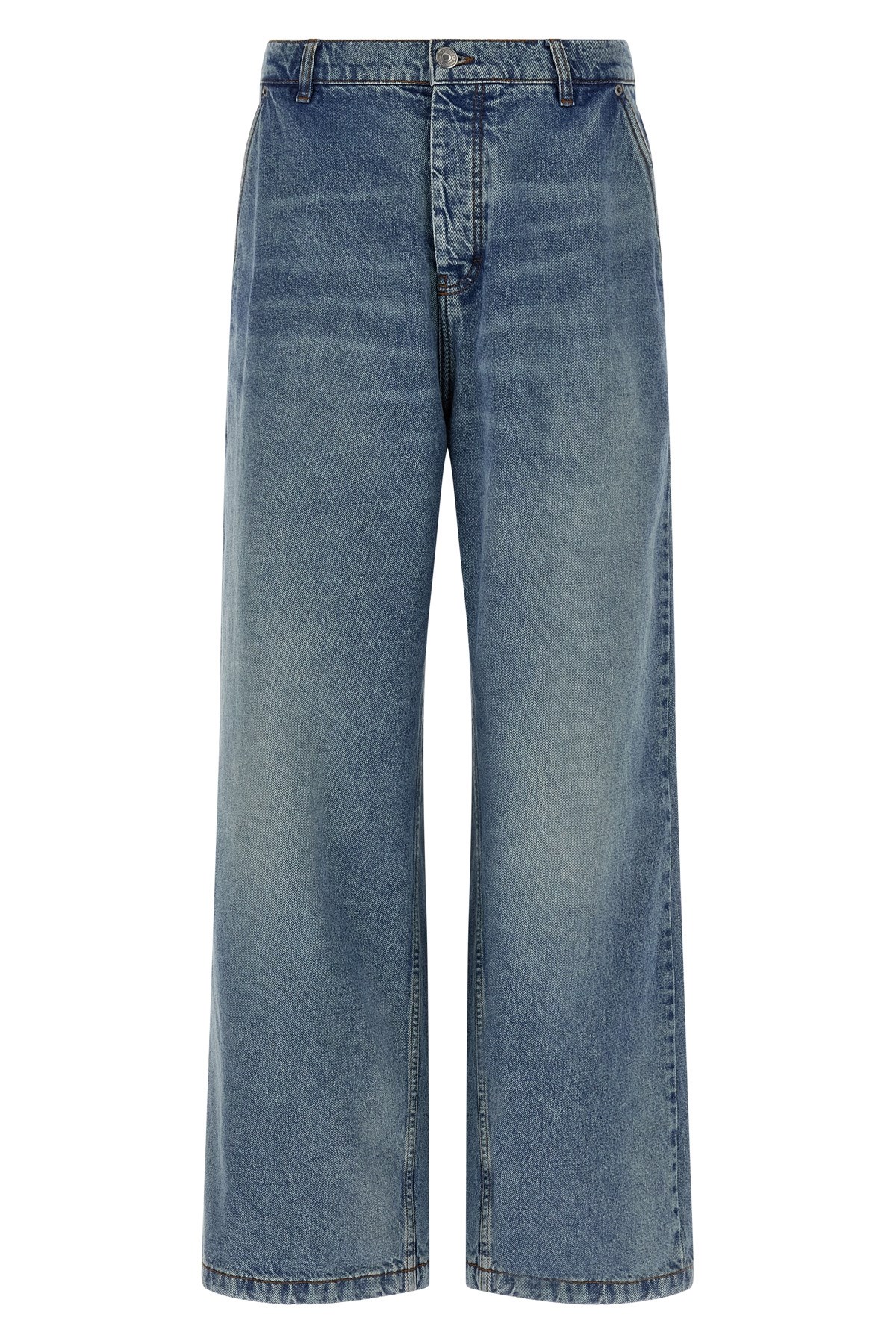 Ami Alexandre Mattiussi Ami Paris Men Blue Jeans With Belt Loops And Wide Leg In Denim Man In Blue