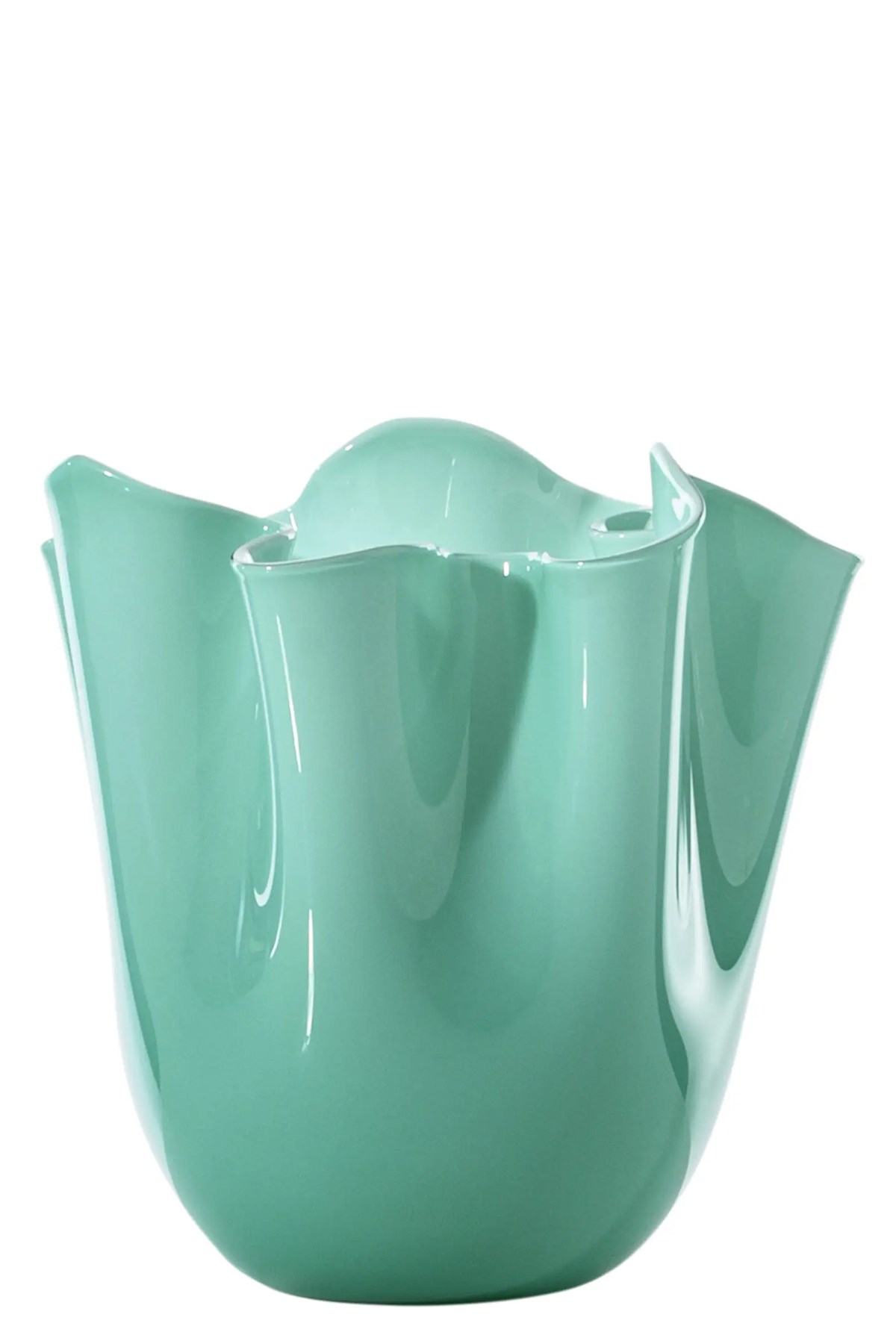 Venini Ruffled Vase In Green