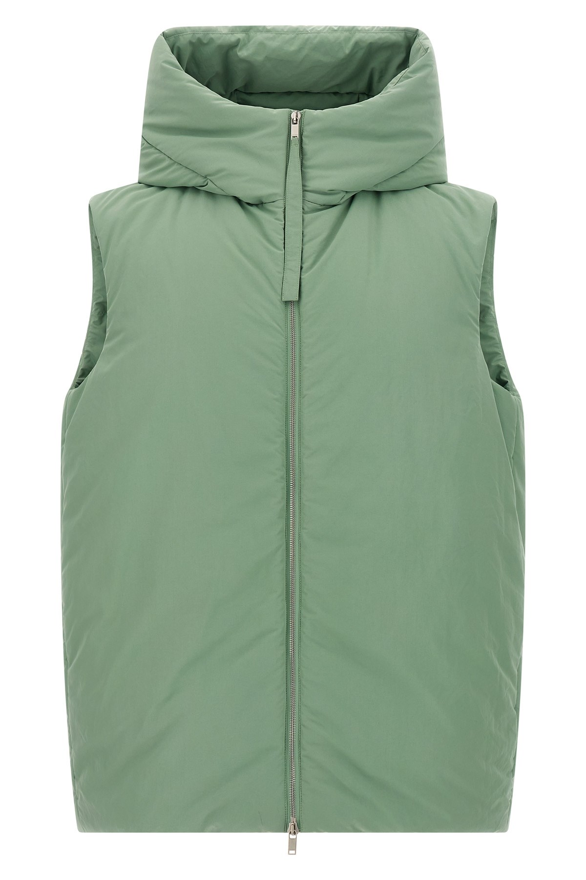 Jil Sander High Collar Sleeveless Quilted Jacket In Animal Print