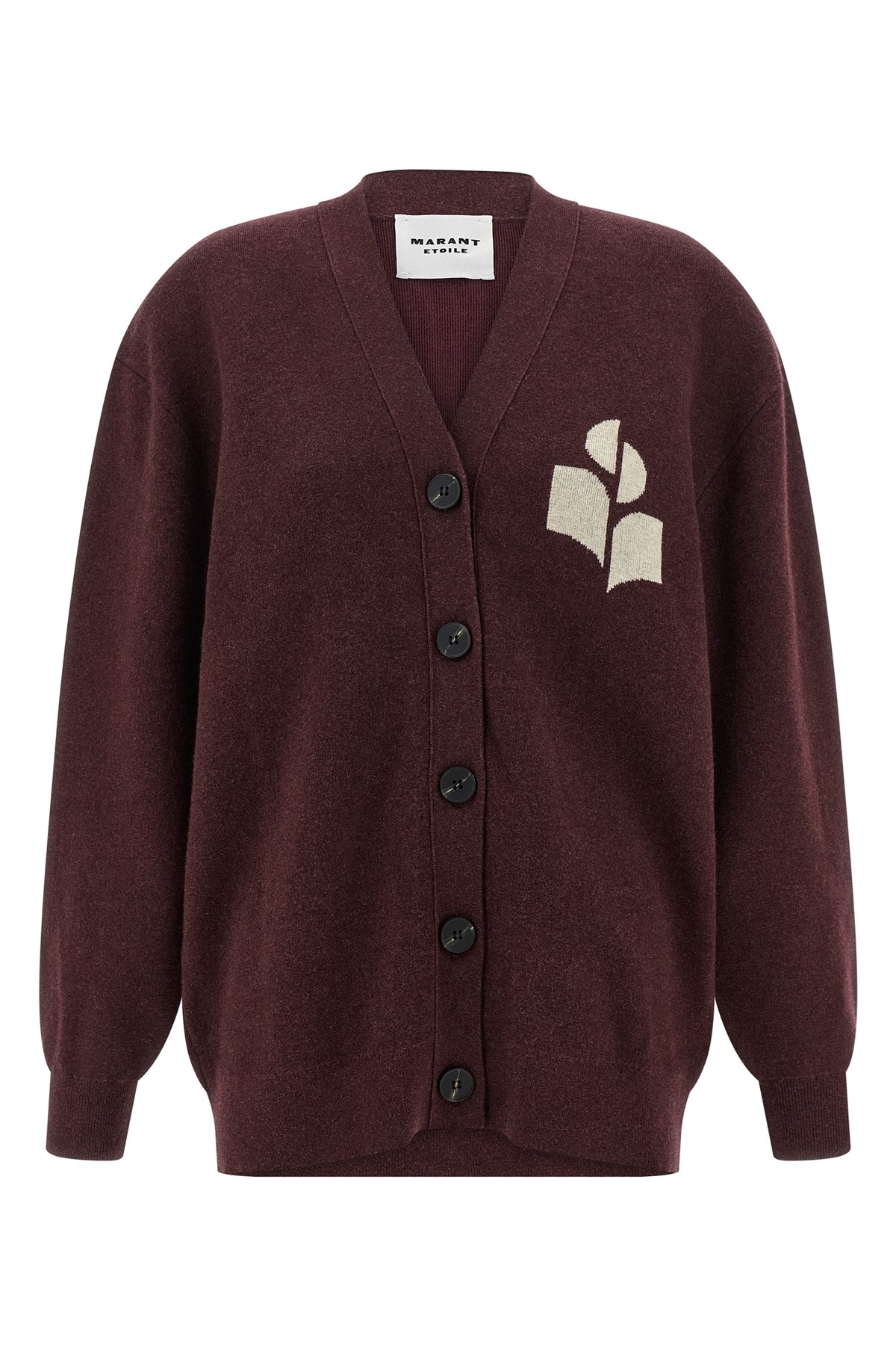 Isabel Marant Étoile V-neck Burgundy Cardigan With Center Button Closure In Burgundy