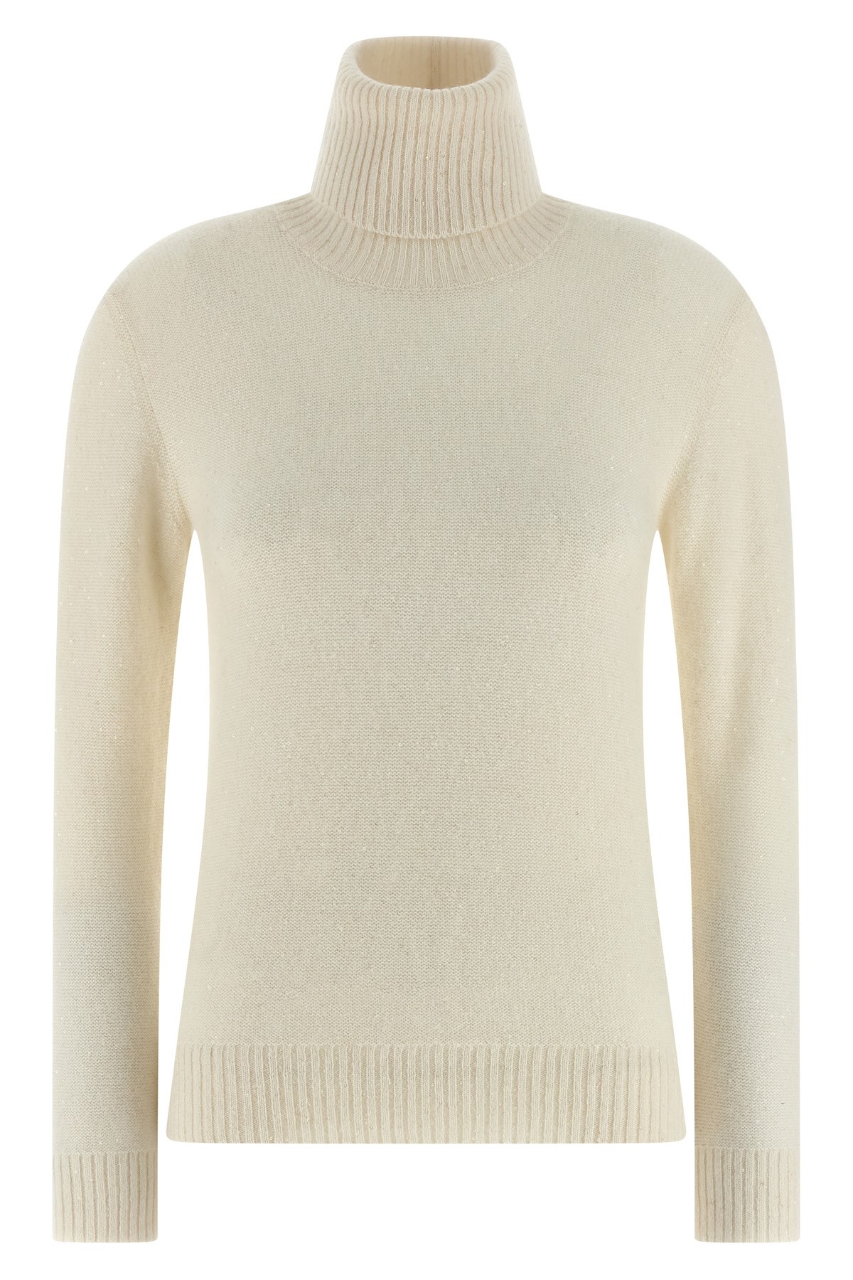 Fabiana Filippi Sequin Turtleneck Sweater Sweaters And Cardigans White In Neutral