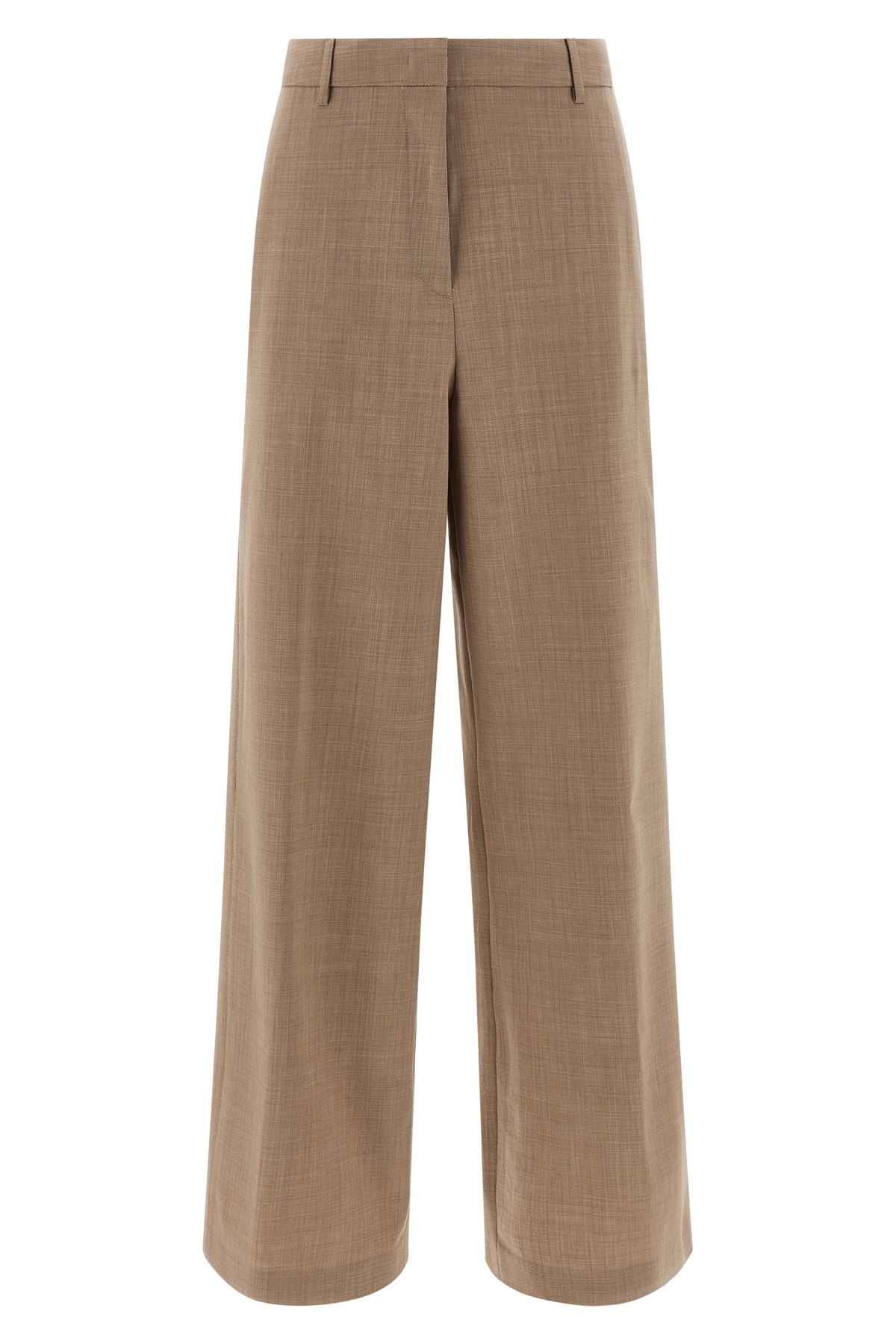 Fabiana Filippi Beige Mlange Wool Pants In Brown