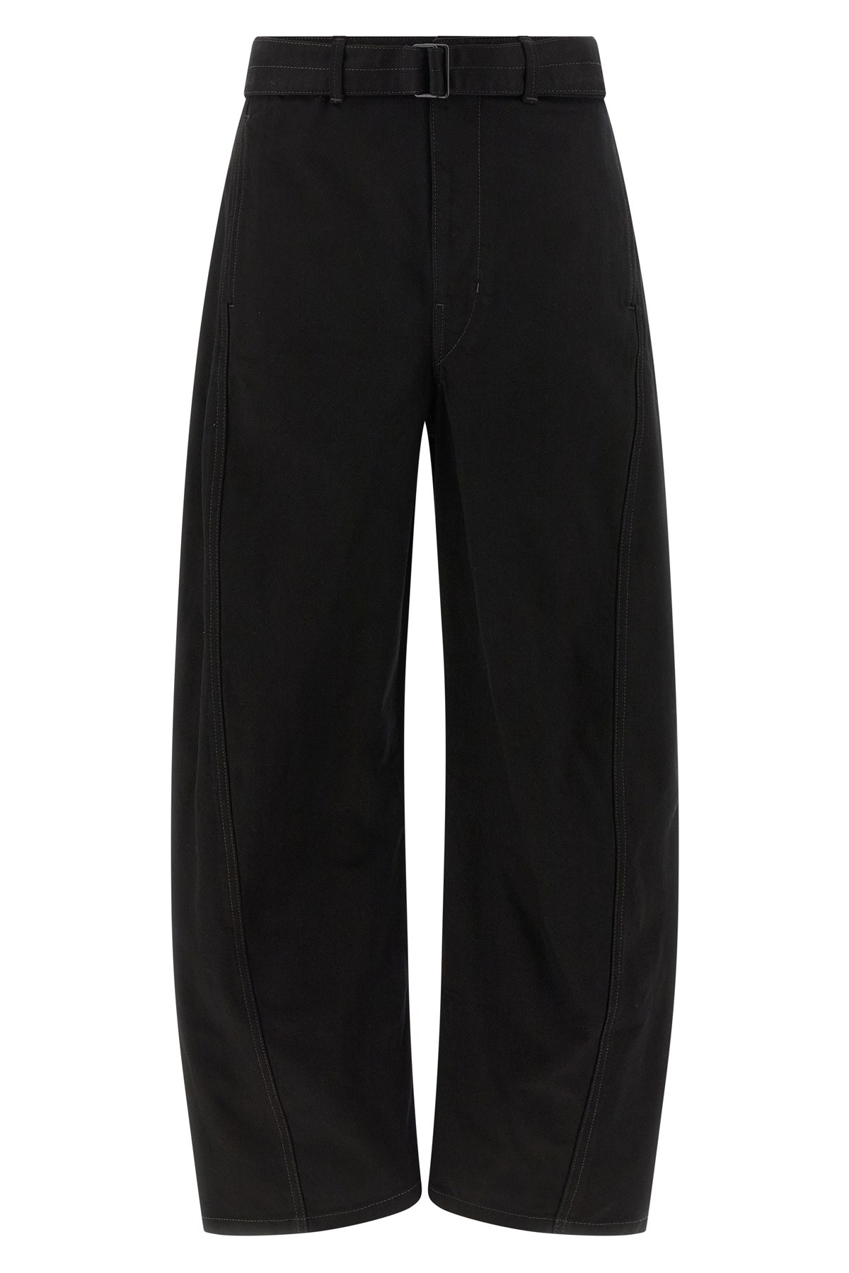 Lemaire High-waisted Wide-leg Black Trousers With Tailored Belt In Black