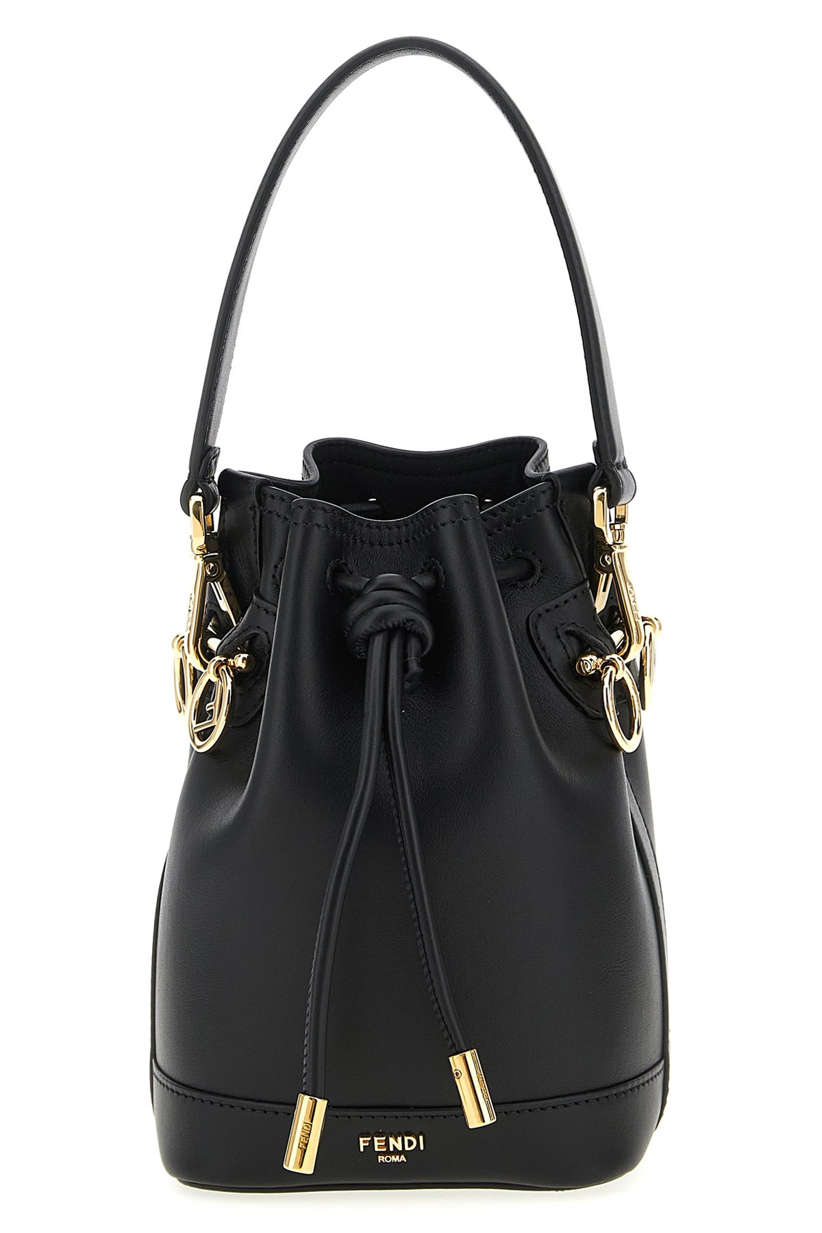 Fendi Mon Tresor Mini Leather Bucket Bag In Black
