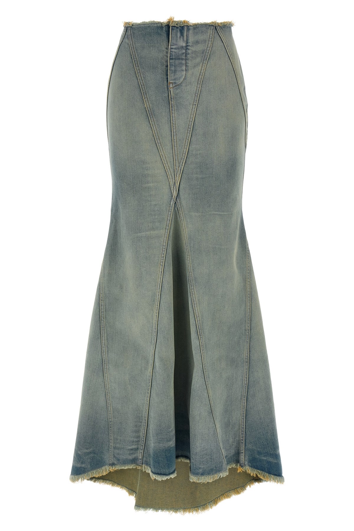 Off-white High Waist Skirt Featuring Panel Detailing In Blue