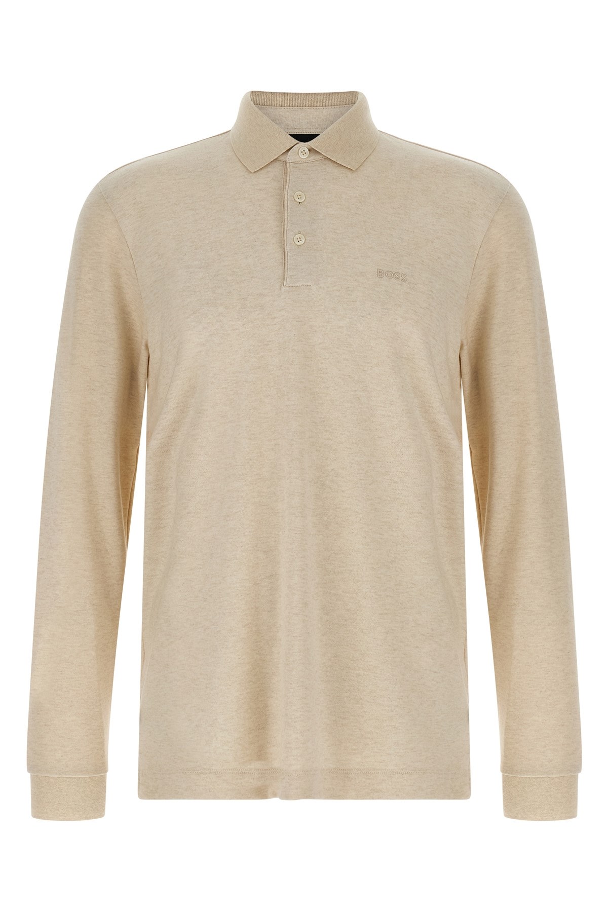 Hugo Boss Embroidery-logo Long-sleeve Polo Shirt In Neutral