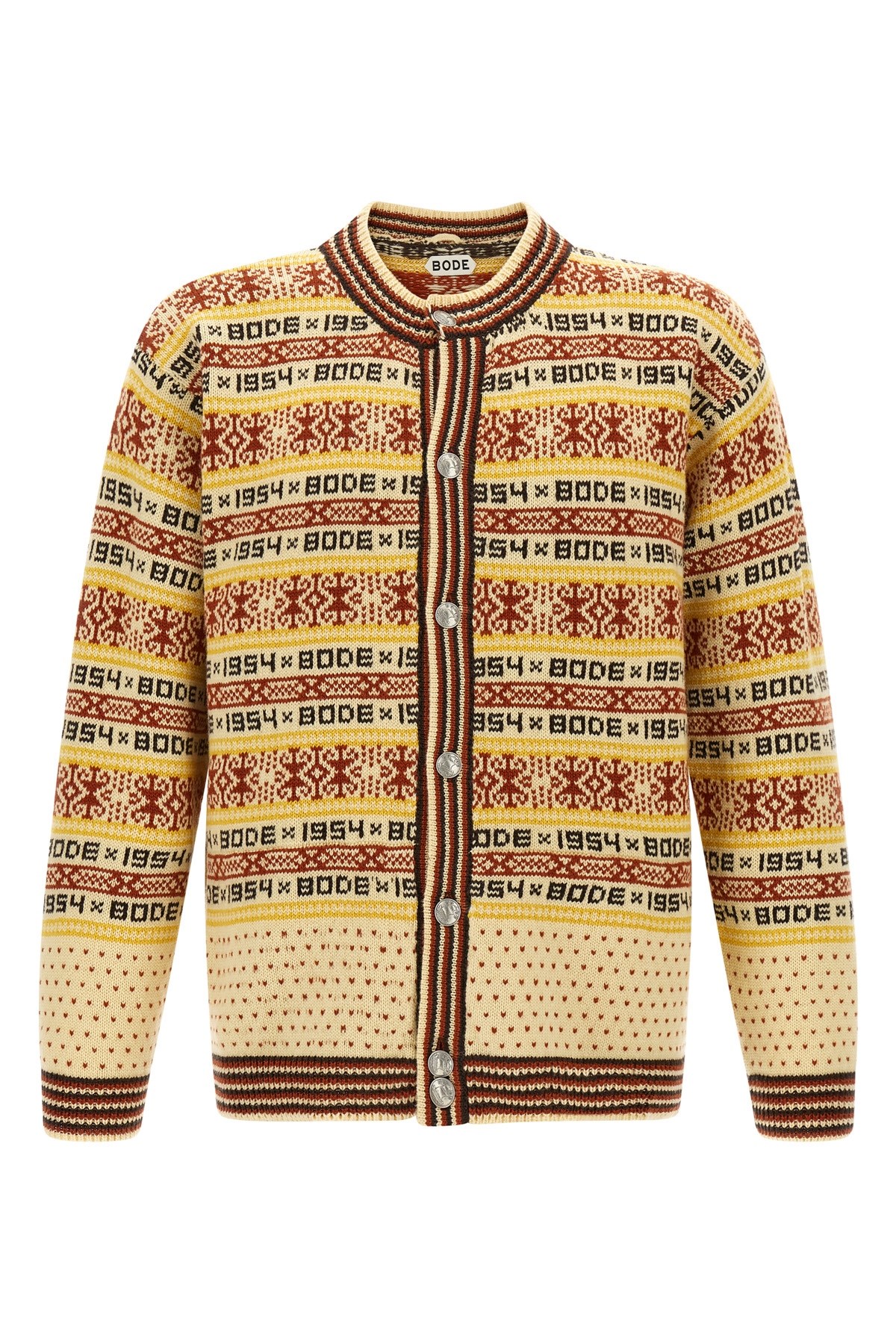 Bode Marzipan Fair Isle Wool Cardigan In Brown