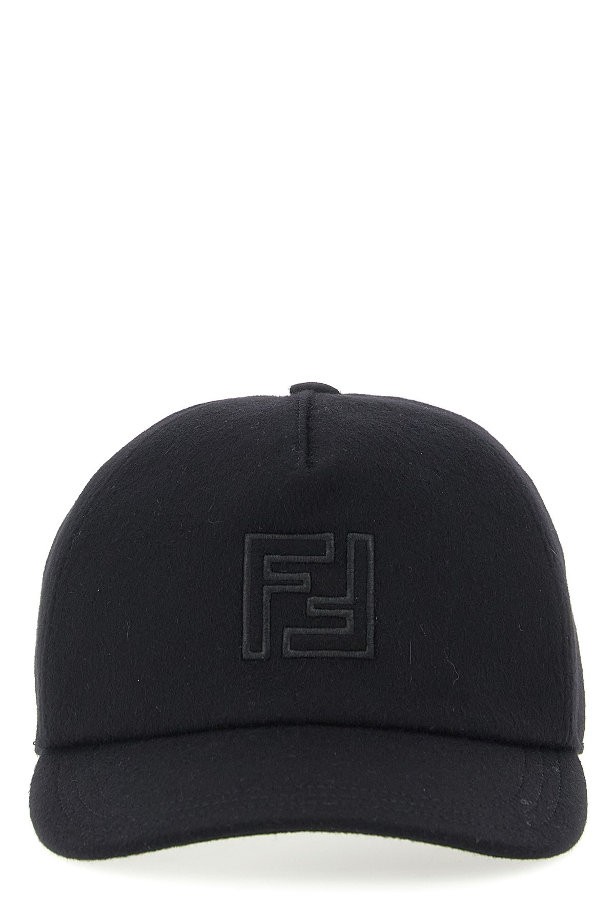 Fendi Cashmere And Wool Cap Featuring Embroidery In Black