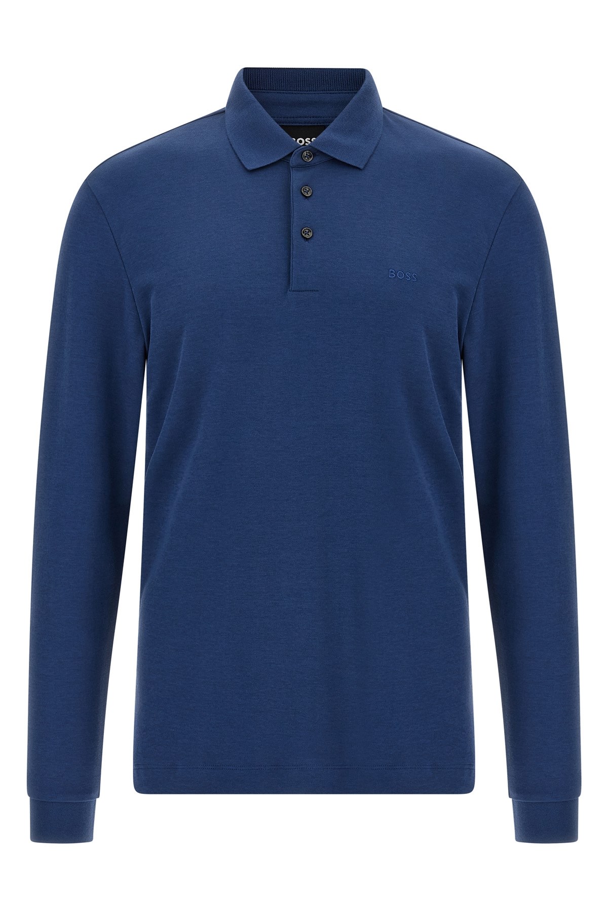 Hugo Boss Embroidery Long-sleeve Polo Shirt In Blue