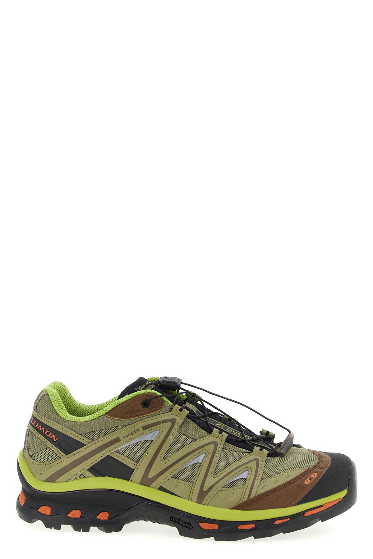 Salomon Rounded Toe Sneakers With Logo-printed Mesh In Green