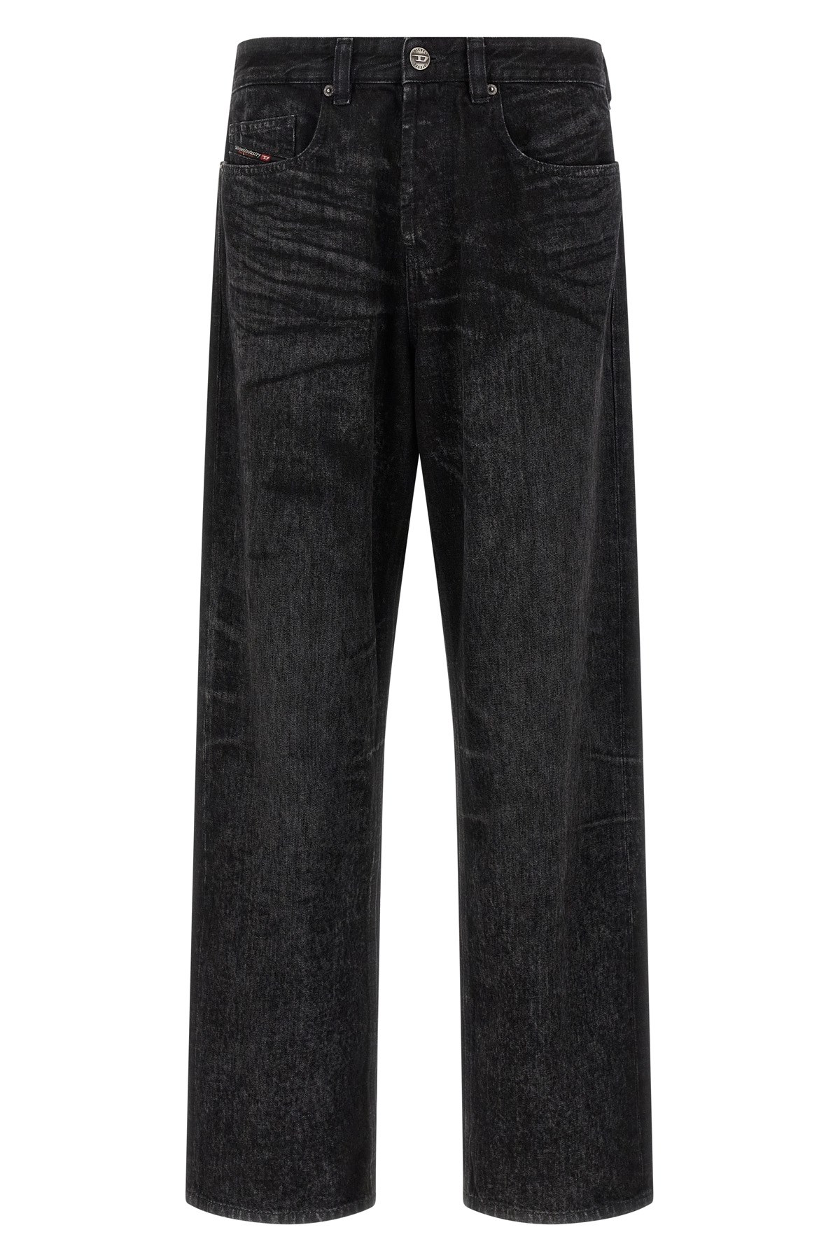 Diesel Relaxed Fit Wide Leg Trousers With Pockets In Black
