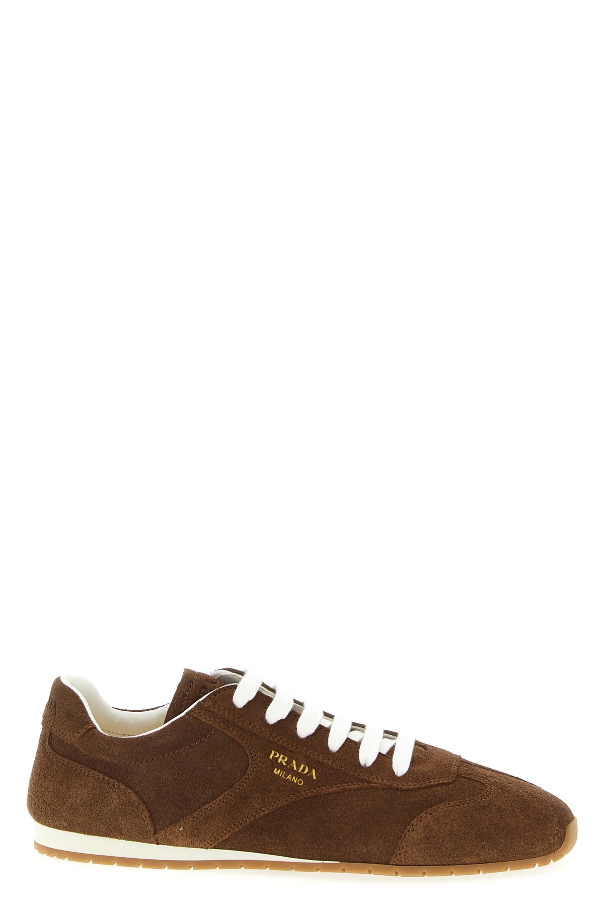 Prada Suede Low-top Sneakers In Brown